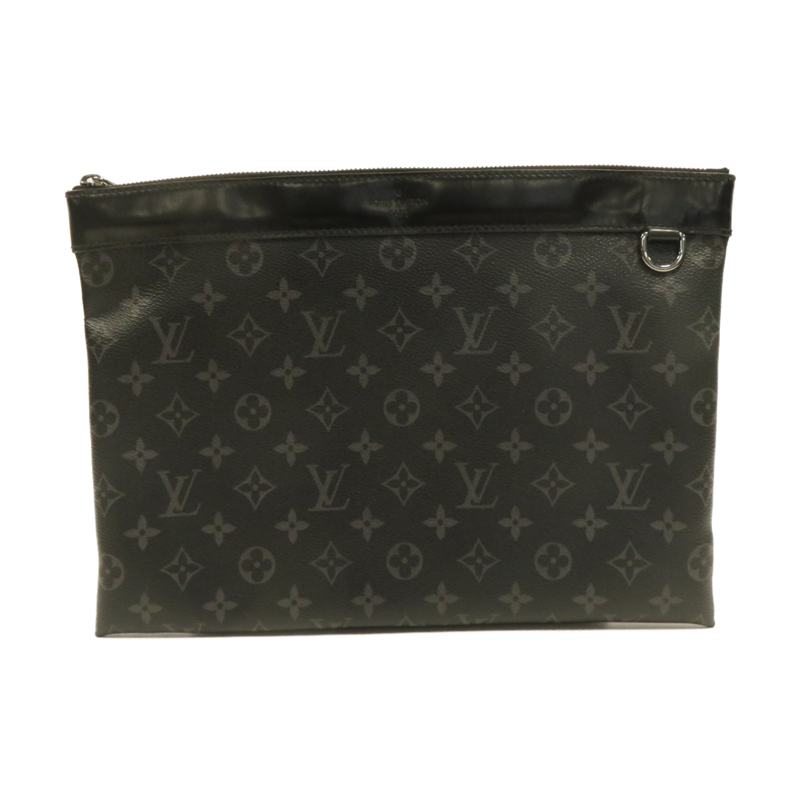 LOUIS VUITTON Monogram Eclipse Discovery Pochette銀扣手拿包黑色