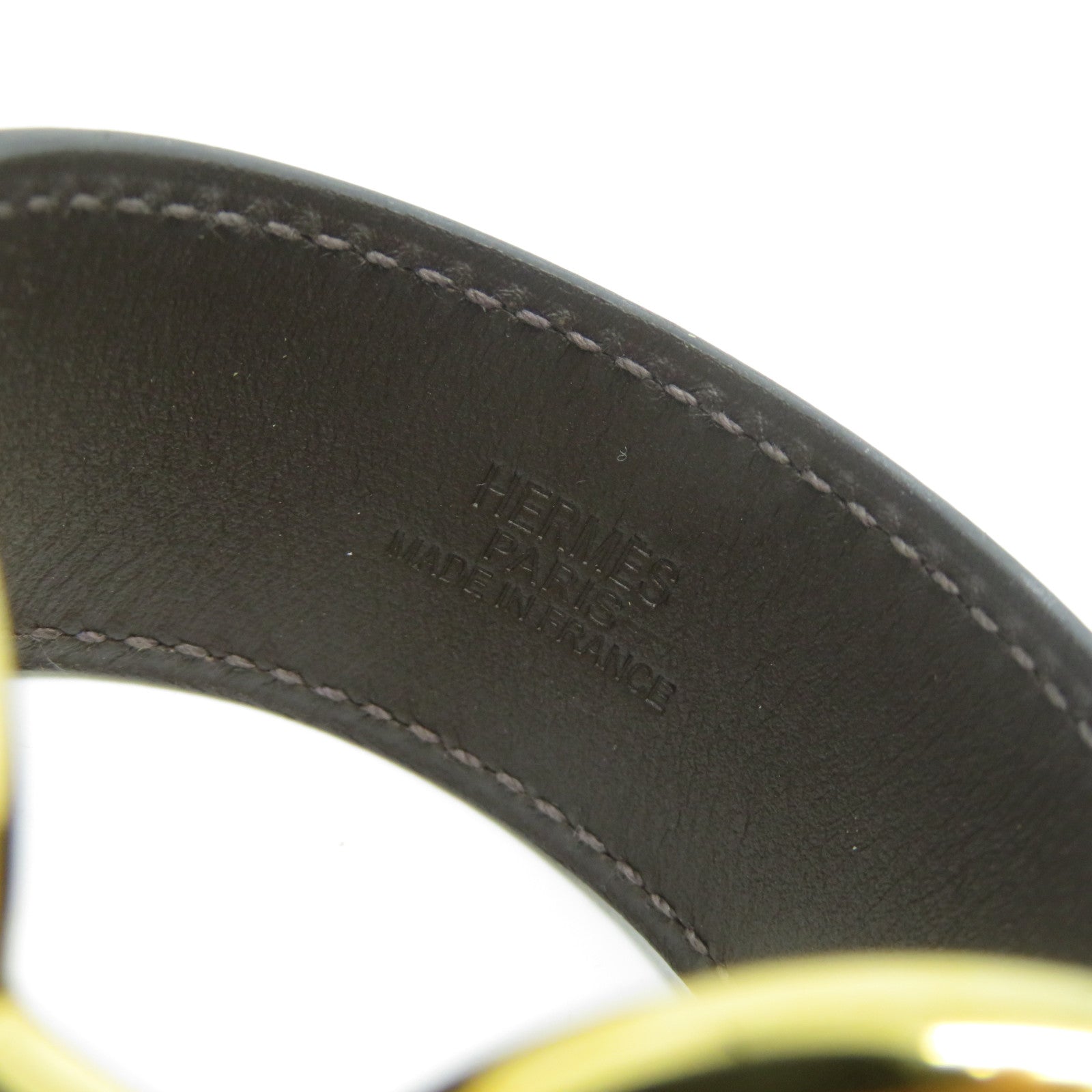 HERMES Swift皮革PAVANE金扣手鐲啡色