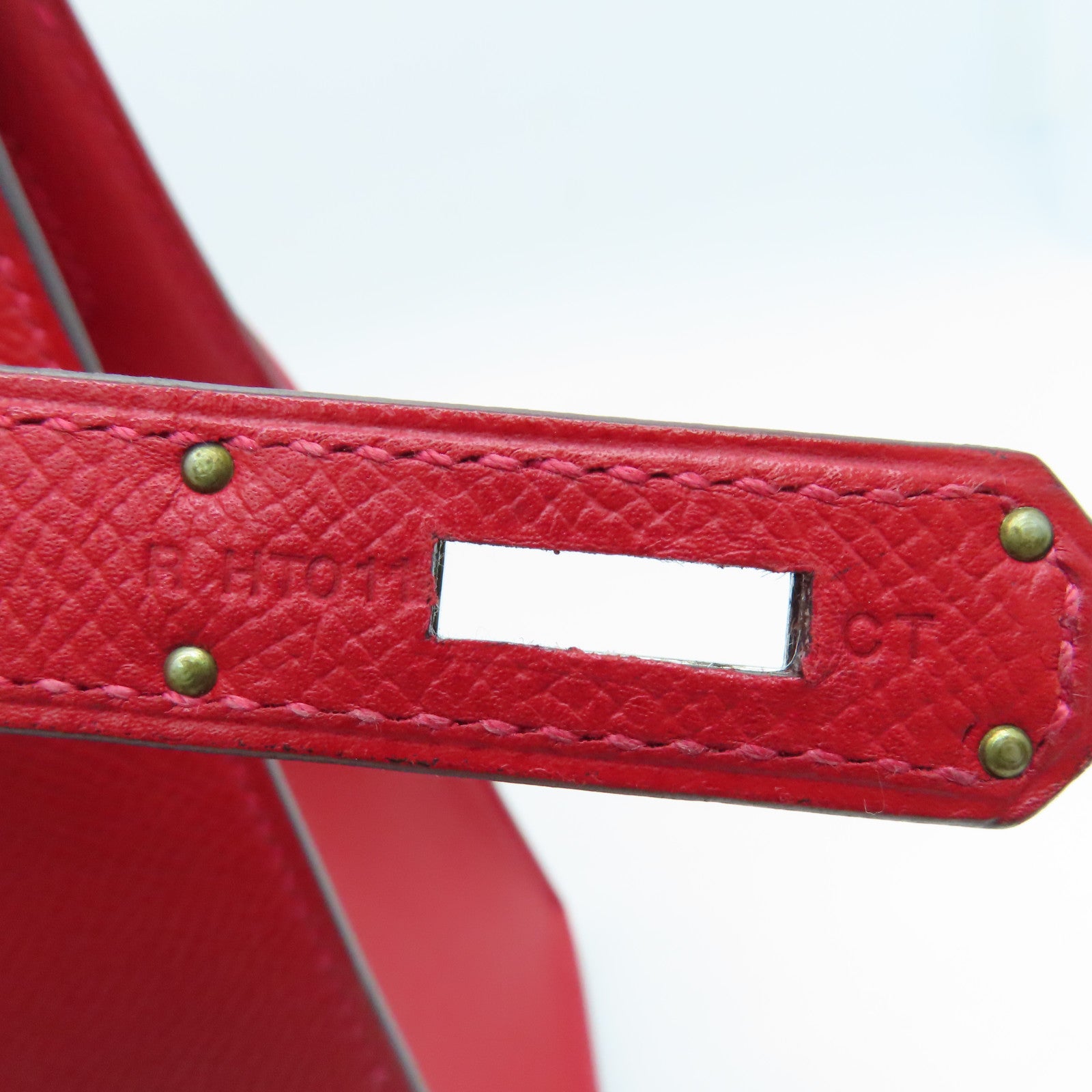 HERMES Epsom皮革Kelly 28银扣手挽袋Rouge Casaque/卡萨克红色