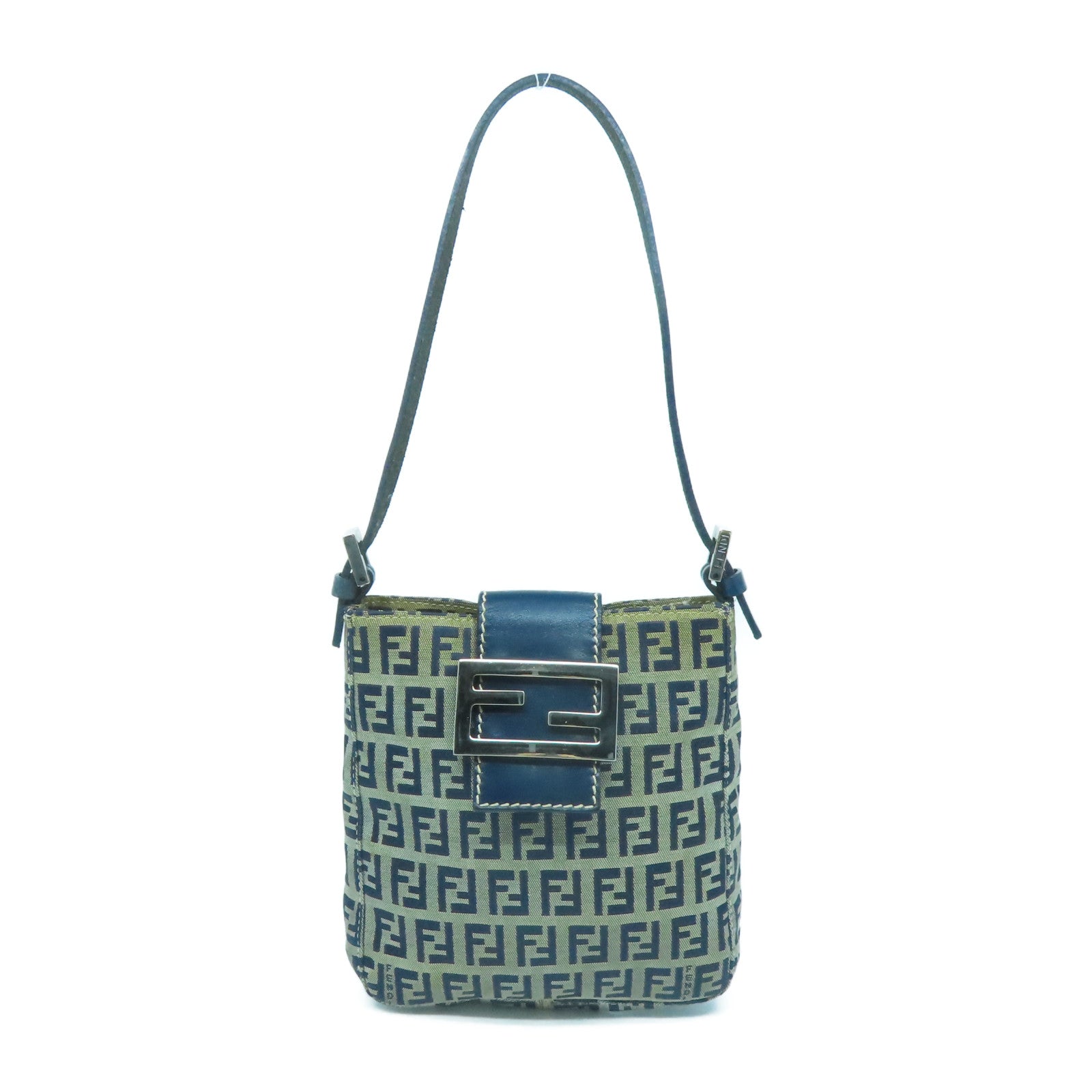 FENDI 帆布Vintage Hand Bag銀扣手挽袋藍色