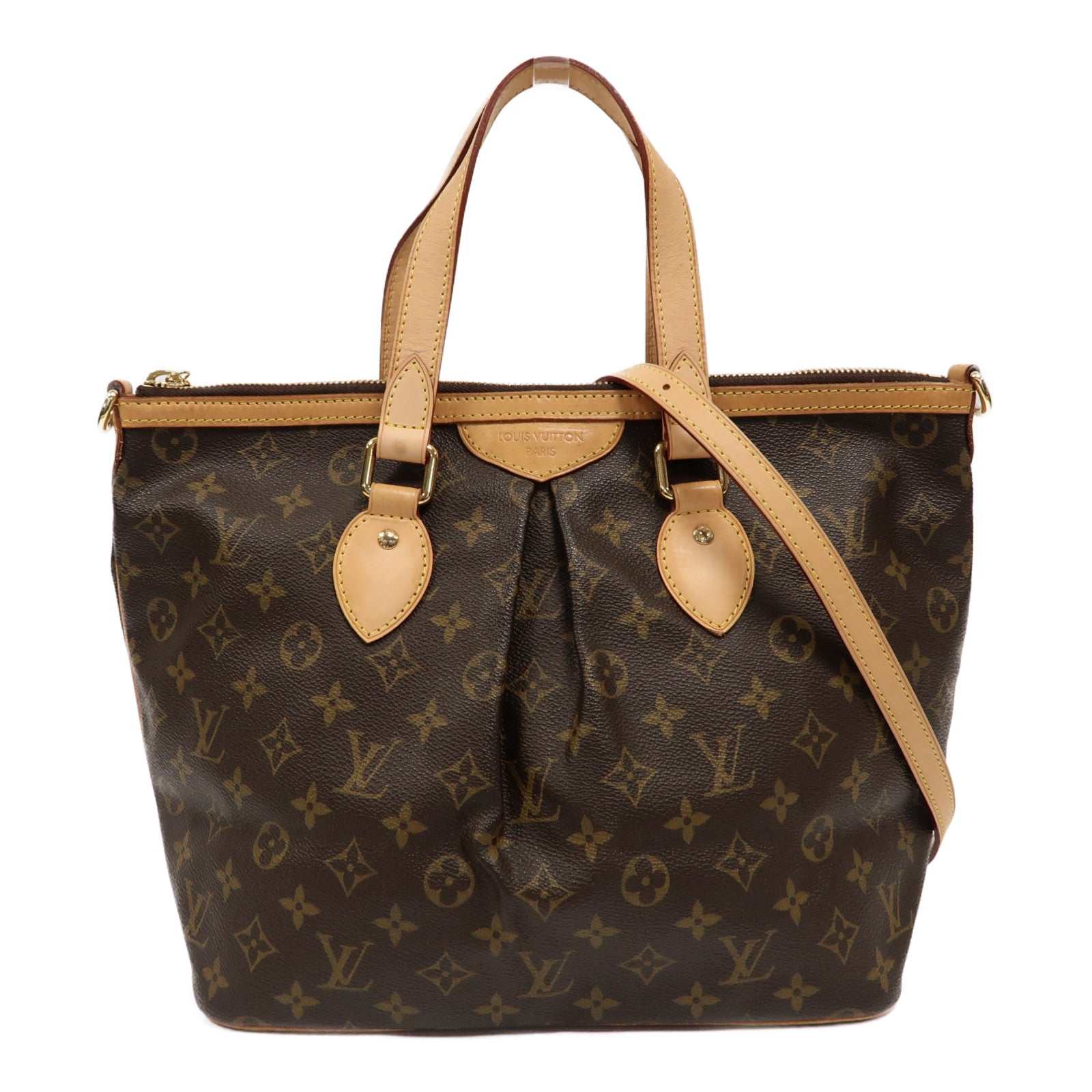 LOUIS VUITTON Monogram Palermo PM金扣手挽肩背兩用袋啡色