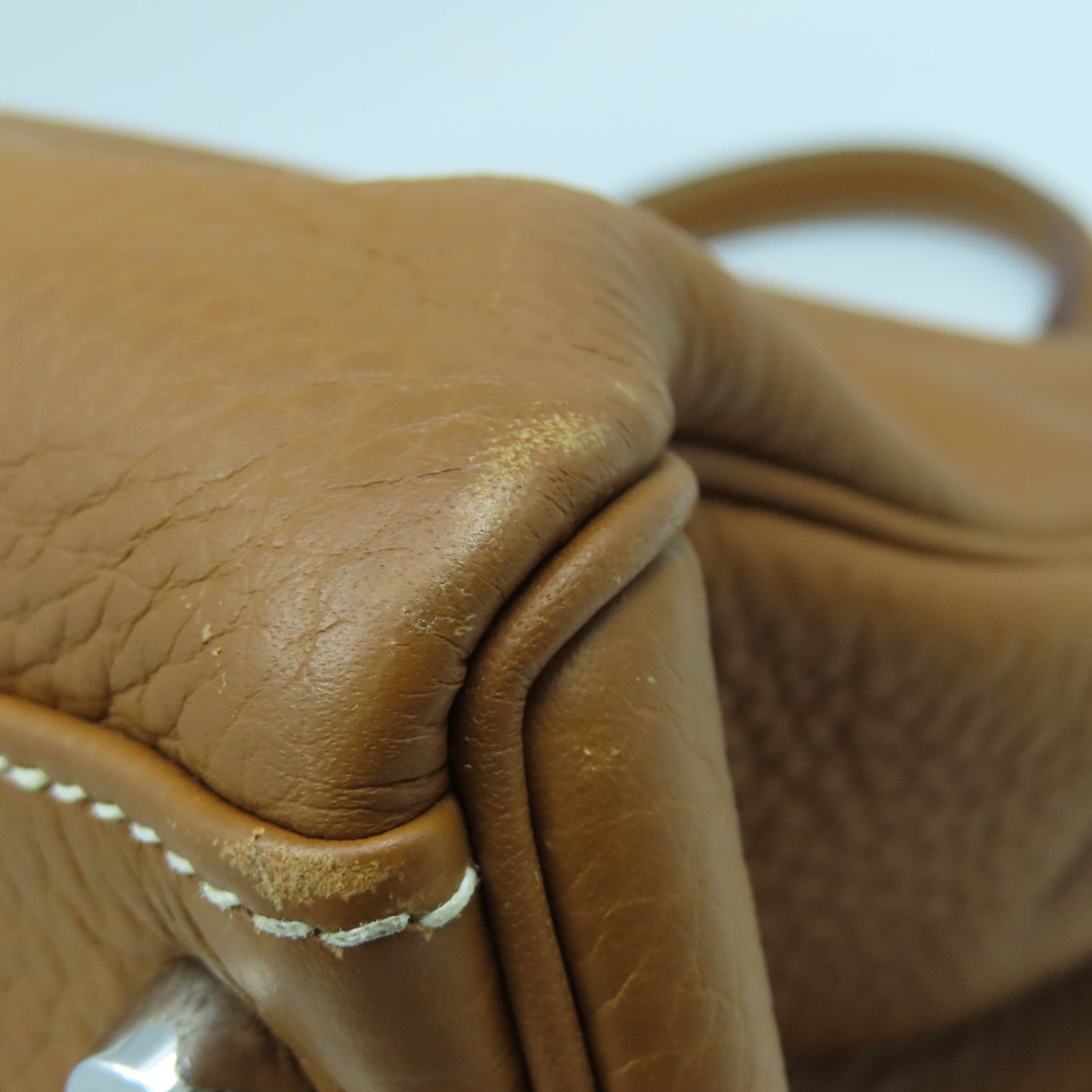 HERMES Clemence皮革Kelly 35銀扣手挽肩背兩用袋經典駝色