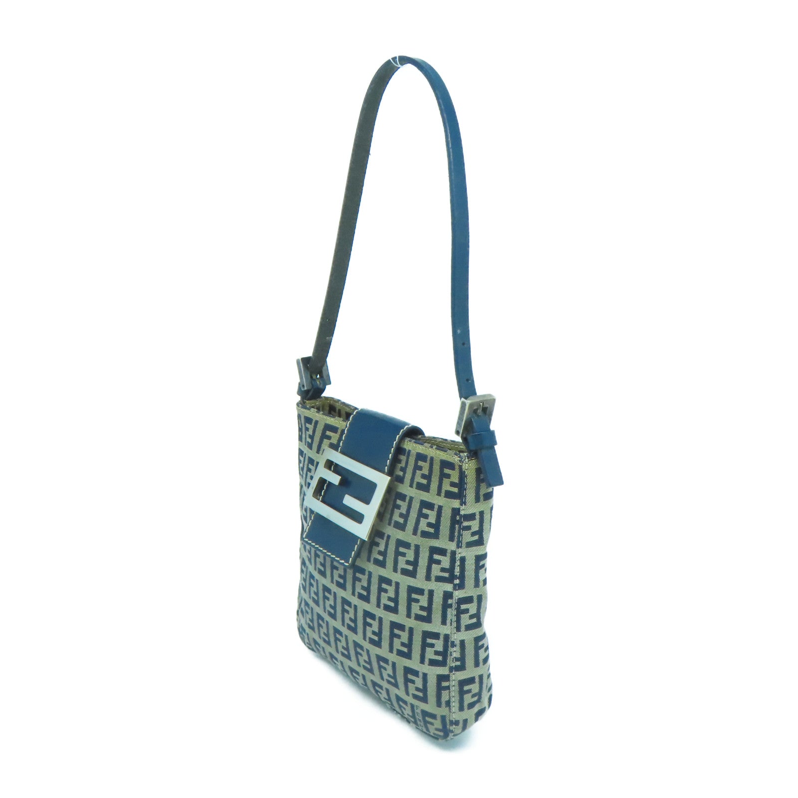FENDI 帆布Vintage Hand Bag銀扣手挽袋藍色