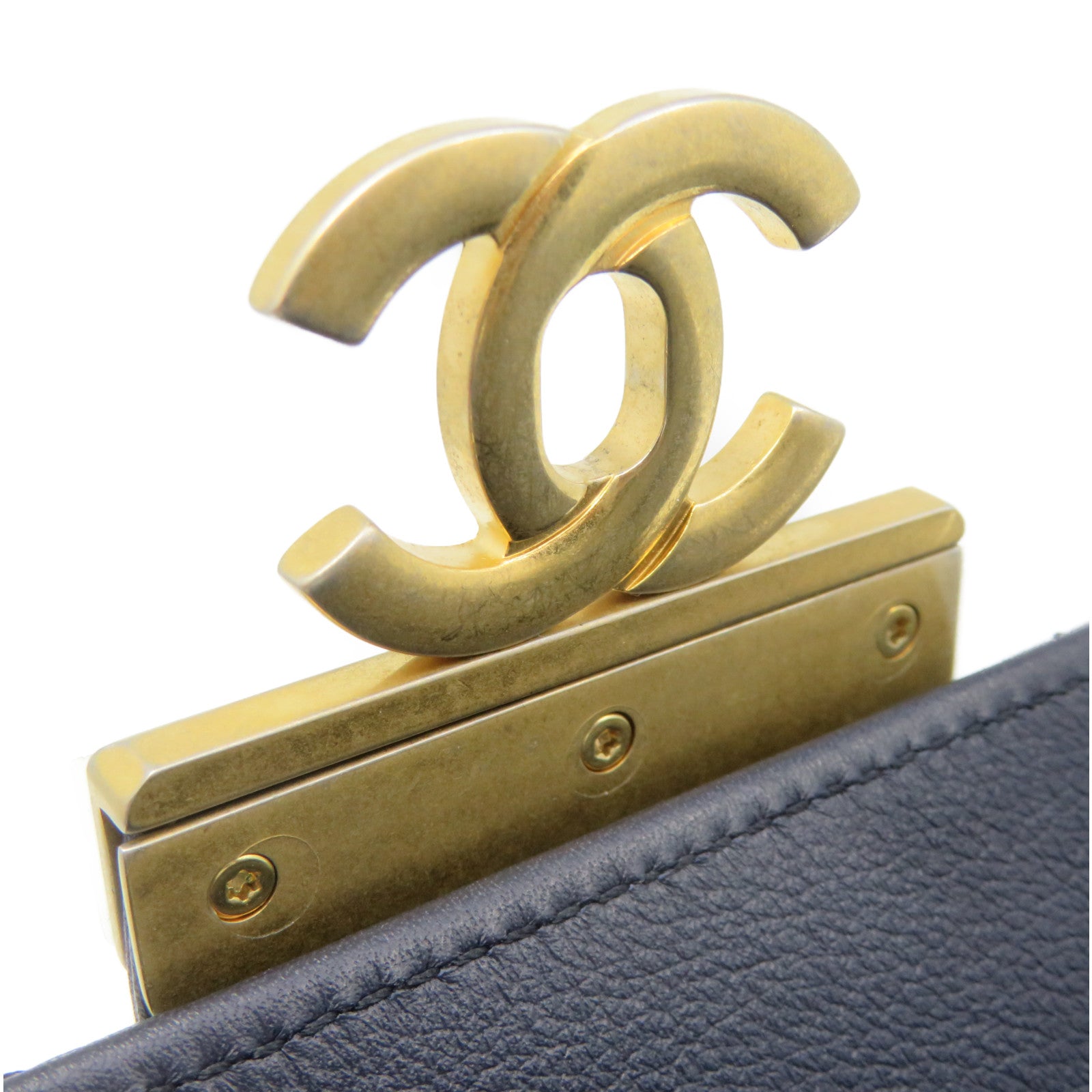 CHANEL 菱格牛皮皮革Chain 2Way Shoulder Bag金扣链带手挽肩背两用袋宝蓝色