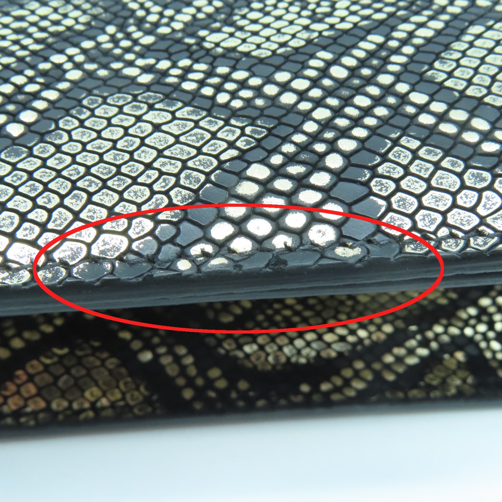 SAINT LAURENT Leather Clutch Bag Gold Buckle Gold/Black