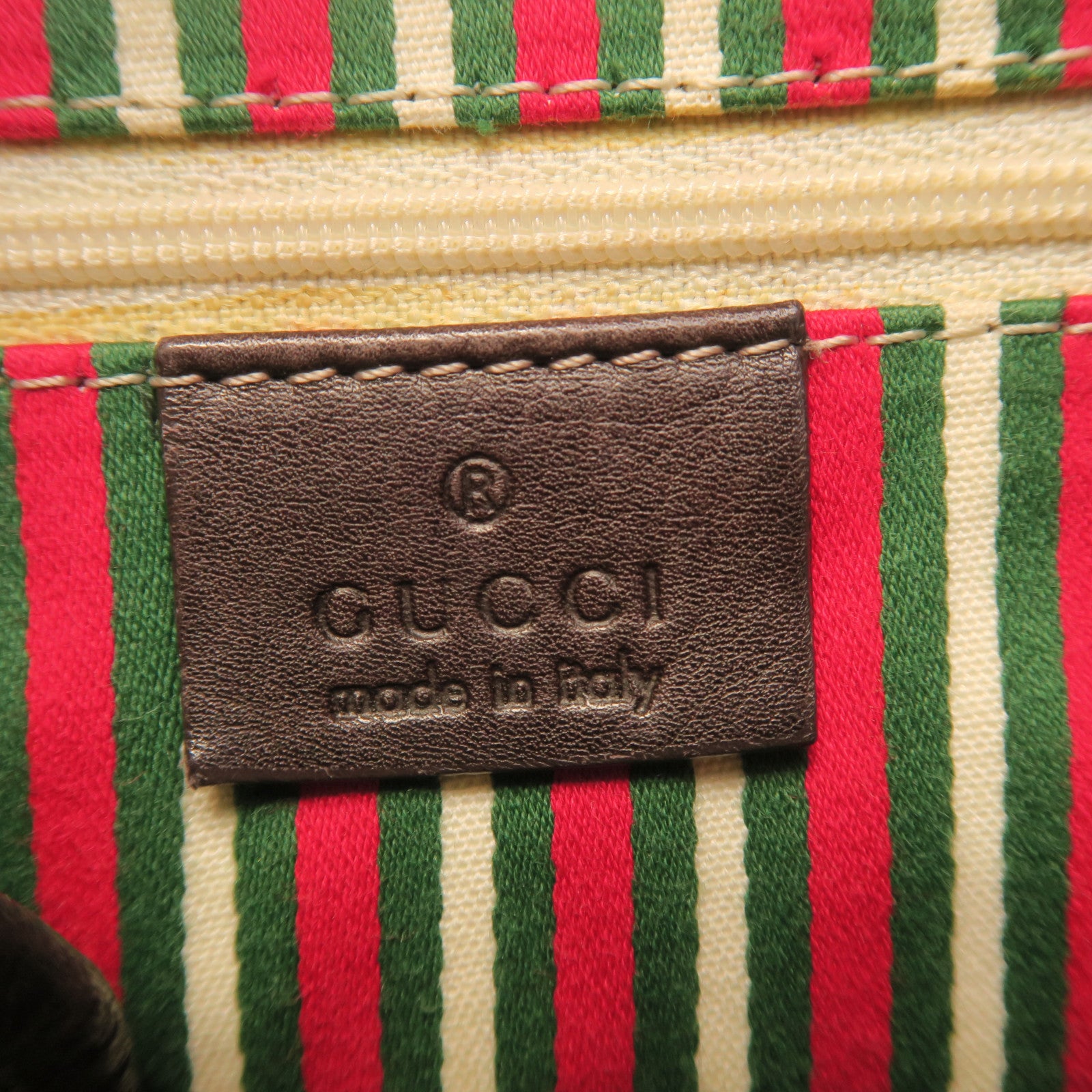 GUCCI canvas / cowhide leather Shoulder Bag gold buckle shoulder bag brown