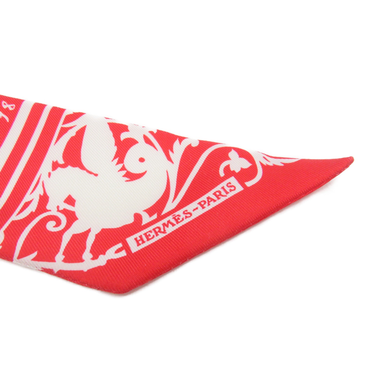 HERMES 絲質Twilly絲巾紅色/粉紅色/彩色