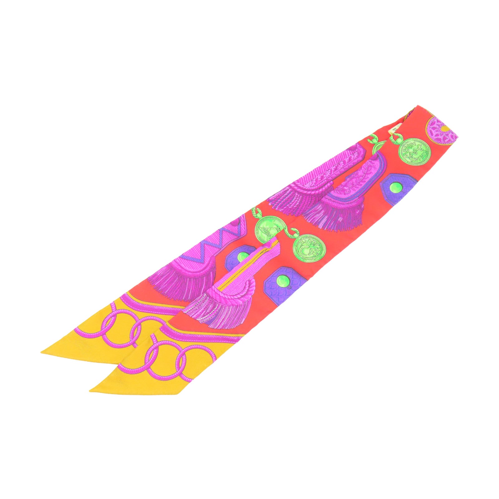 HERMES 【激減優惠】絲質Twilly絲巾紅色/桃紅色