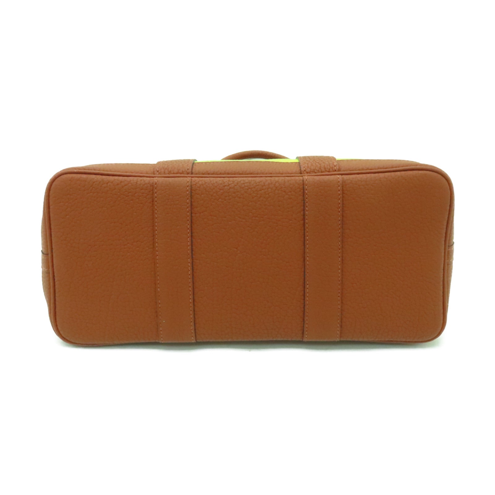 HERMES 帆布Garden Party TPM銀扣手挽袋Jaune Citron黃色