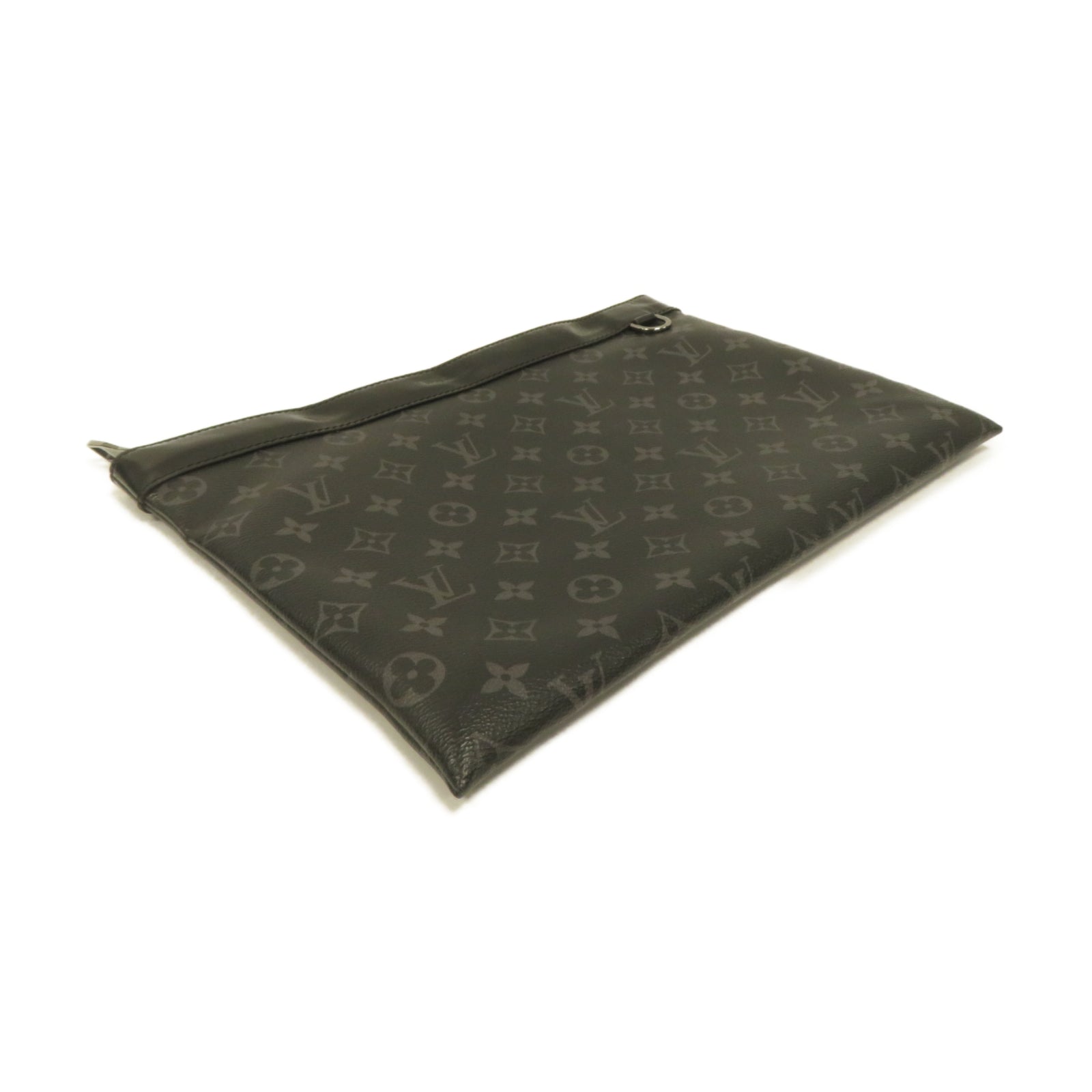 LOUIS VUITTON Monogram Eclipse Discovery Pochette銀扣手拿包黑色