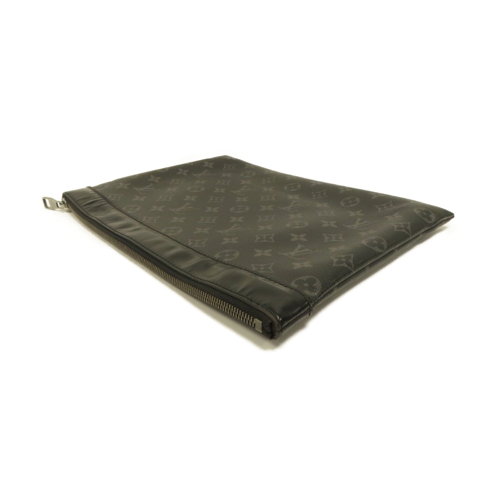 LOUIS VUITTON Monogram Eclipse Discovery Pochette銀扣手拿包黑色