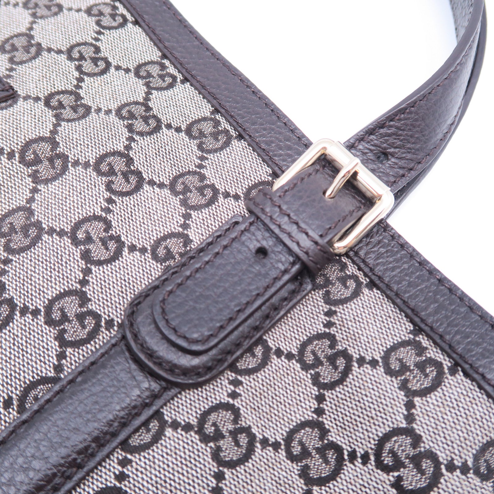 GUCCI 帆布2 Way Shoulder Bag銀扣手挽肩背兩用啡色