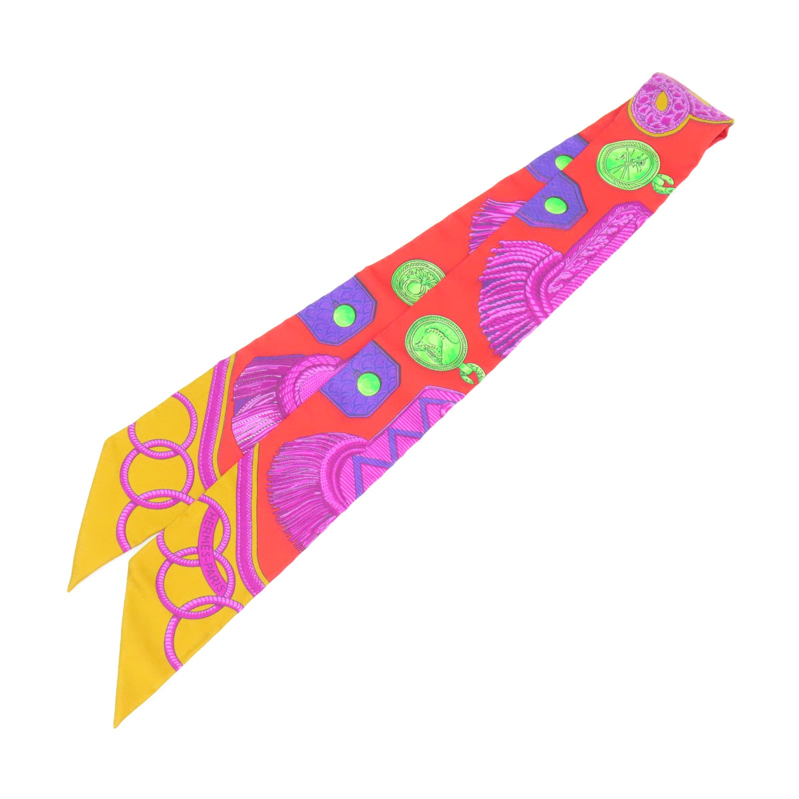 HERMES 【激減優惠】絲質Twilly絲巾紅色/桃紅色