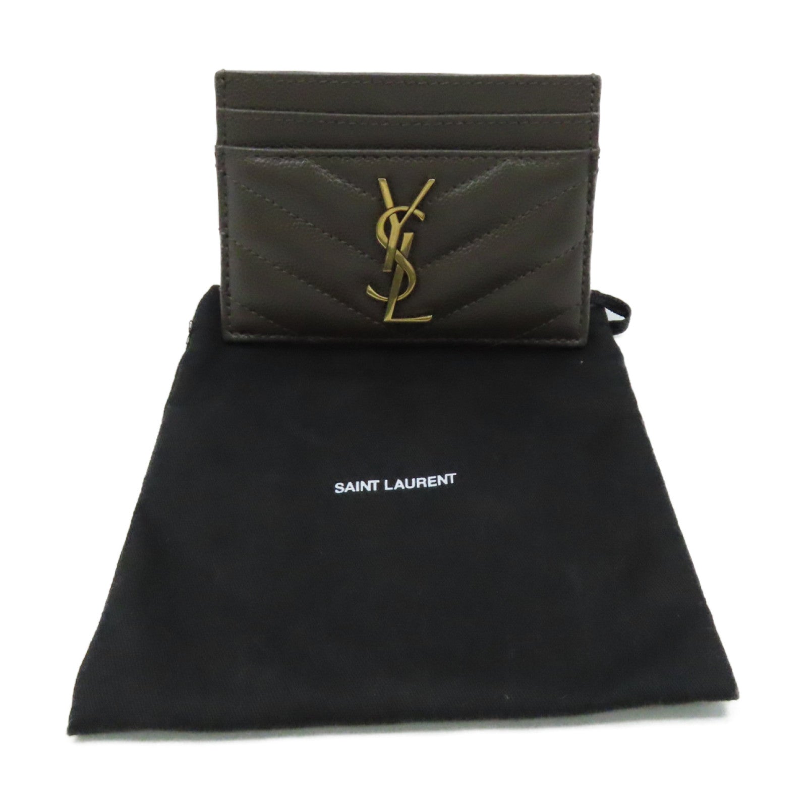 SAINT LAURENT 牛皮皮革Card Case卡片套碳灰色