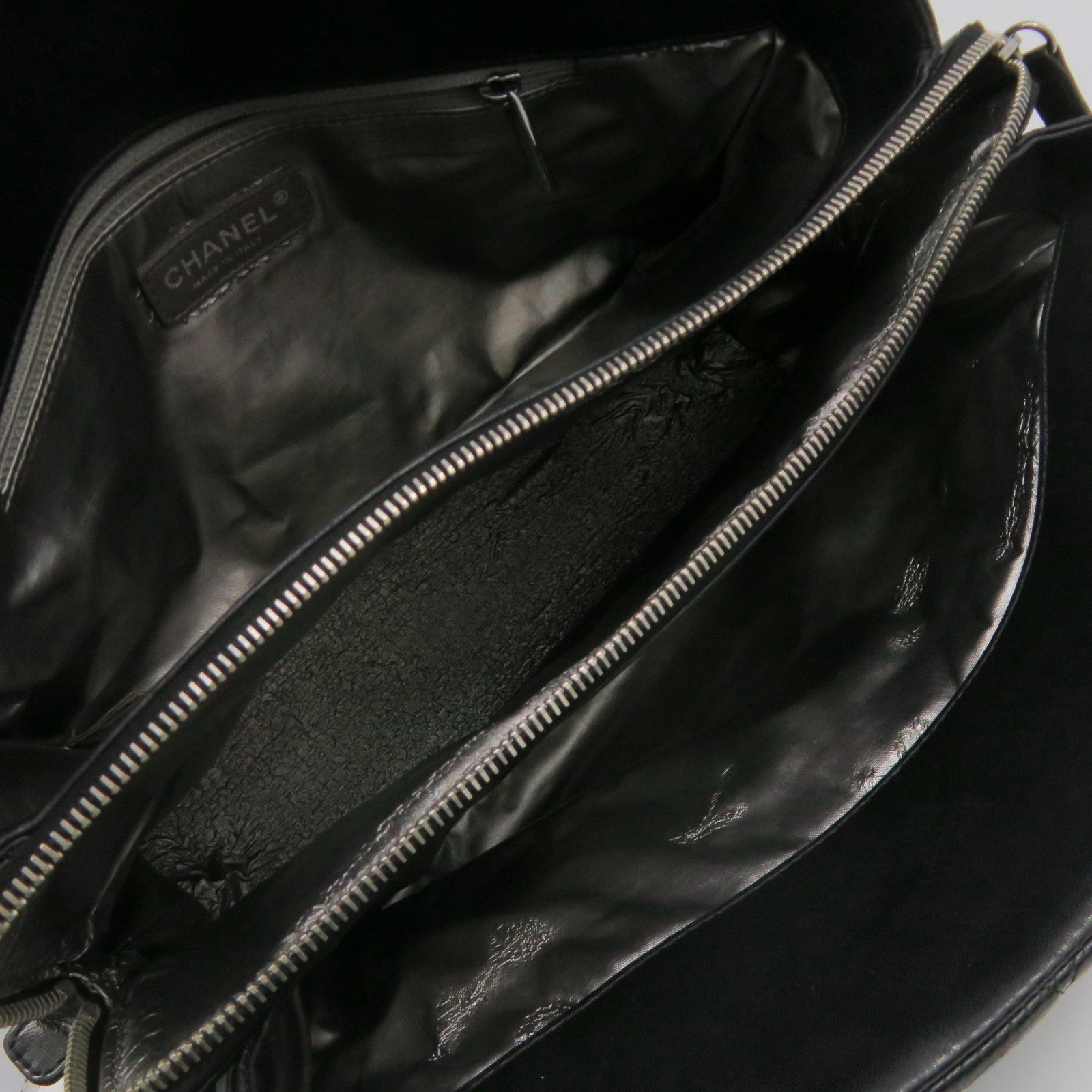 CHANEL Rhombus Sheepskin Leather Chain Shoulder Bag Silver Buckle Chain Belt Shoulder Bag Black