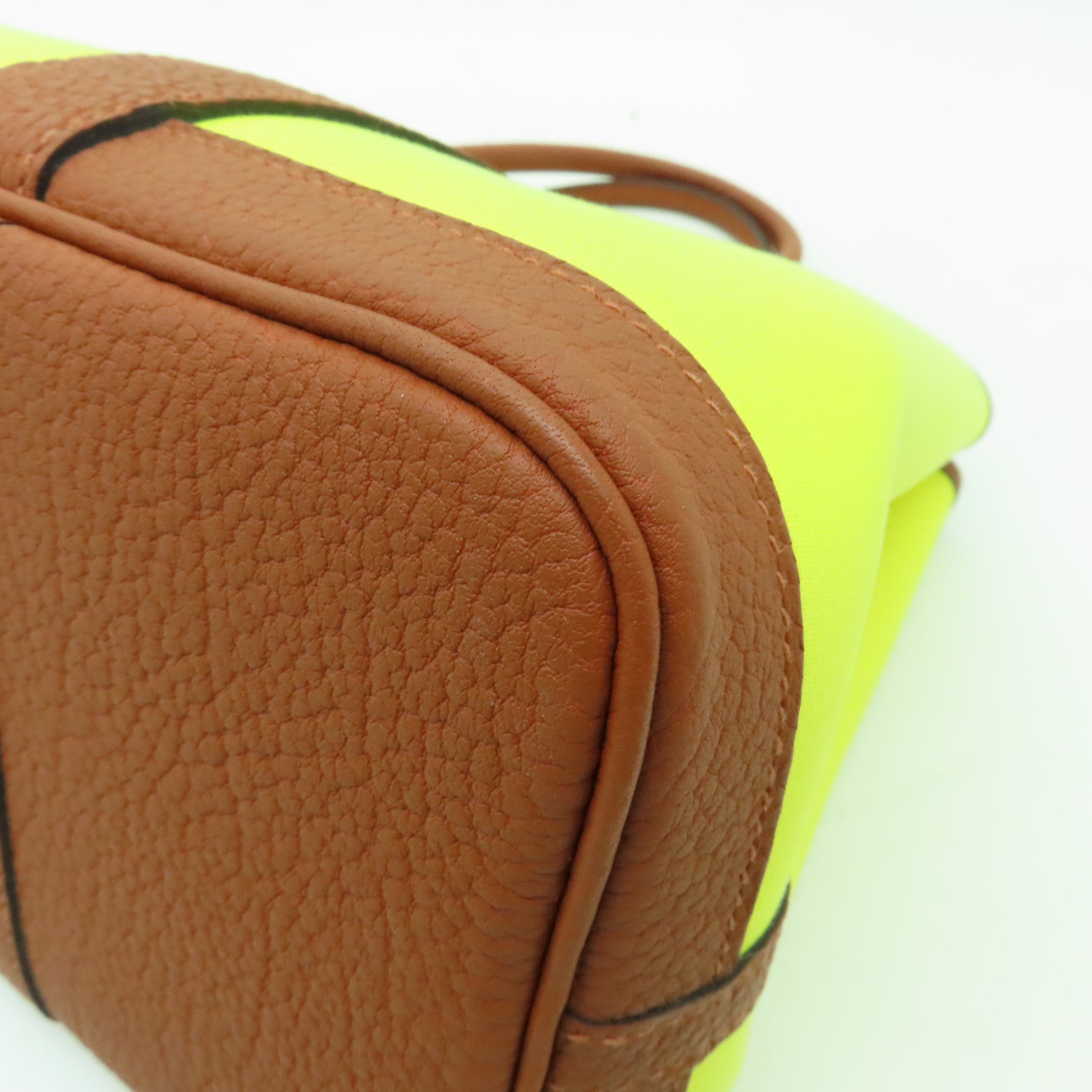 HERMES 帆布Garden Party TPM銀扣手挽袋Jaune Citron黃色