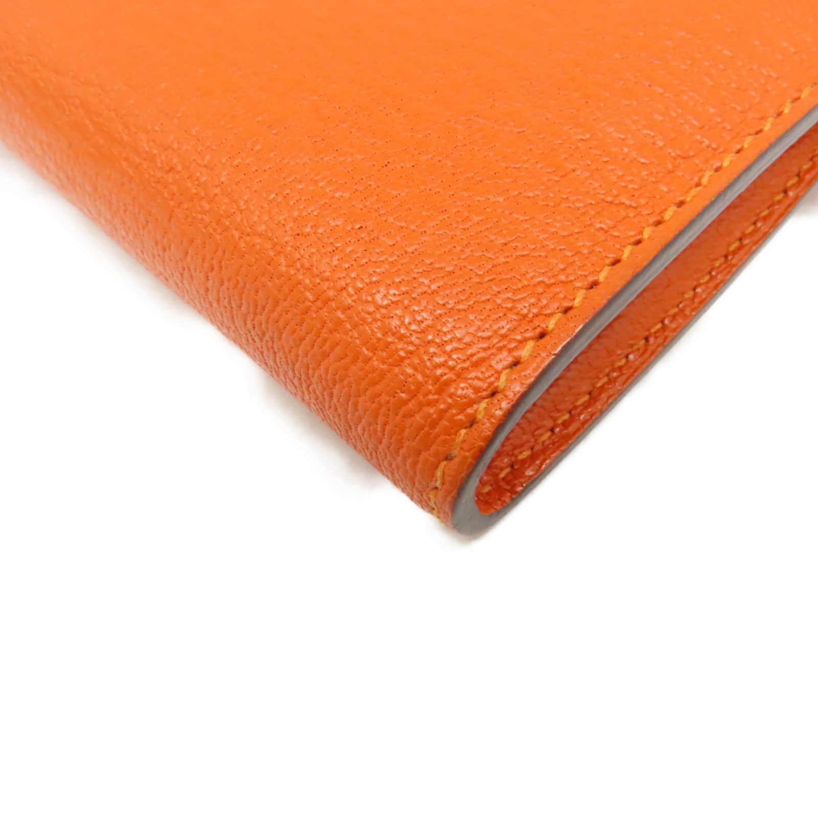 HERMES Epsom皮革Kelly Wallet金扣長錢包橘色