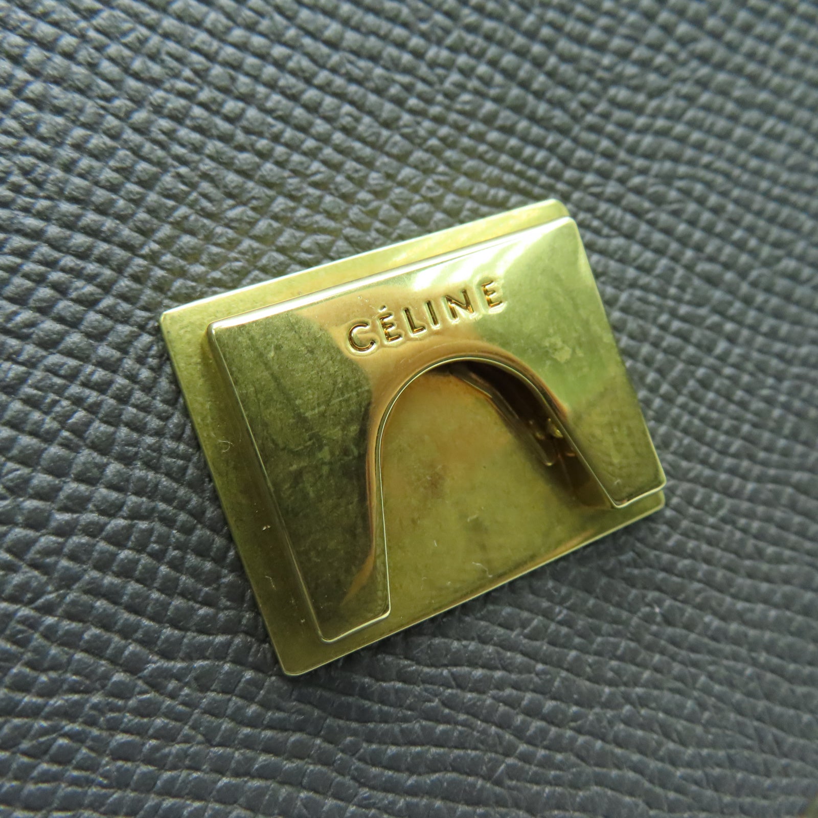 CELINE 牛皮皮革Belt Bag金扣手挽肩背兩用袋灰色