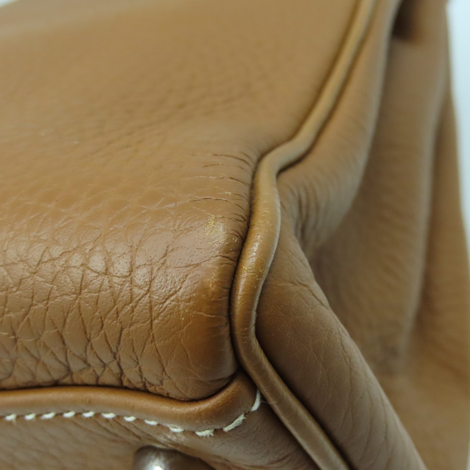 HERMES Clemence皮革Kelly 35銀扣手挽肩背兩用袋經典駝色