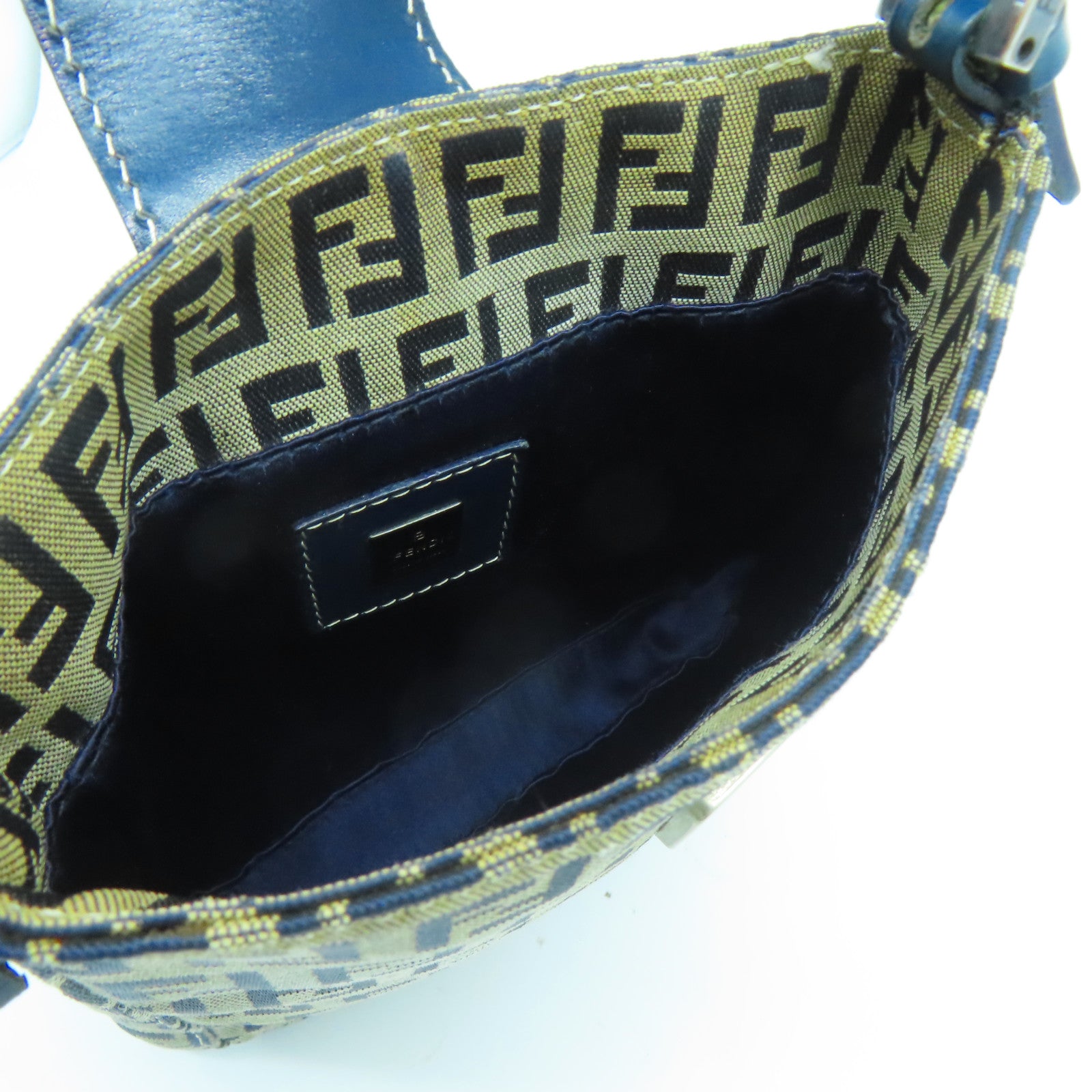 FENDI 帆布Vintage Hand Bag銀扣手挽袋藍色