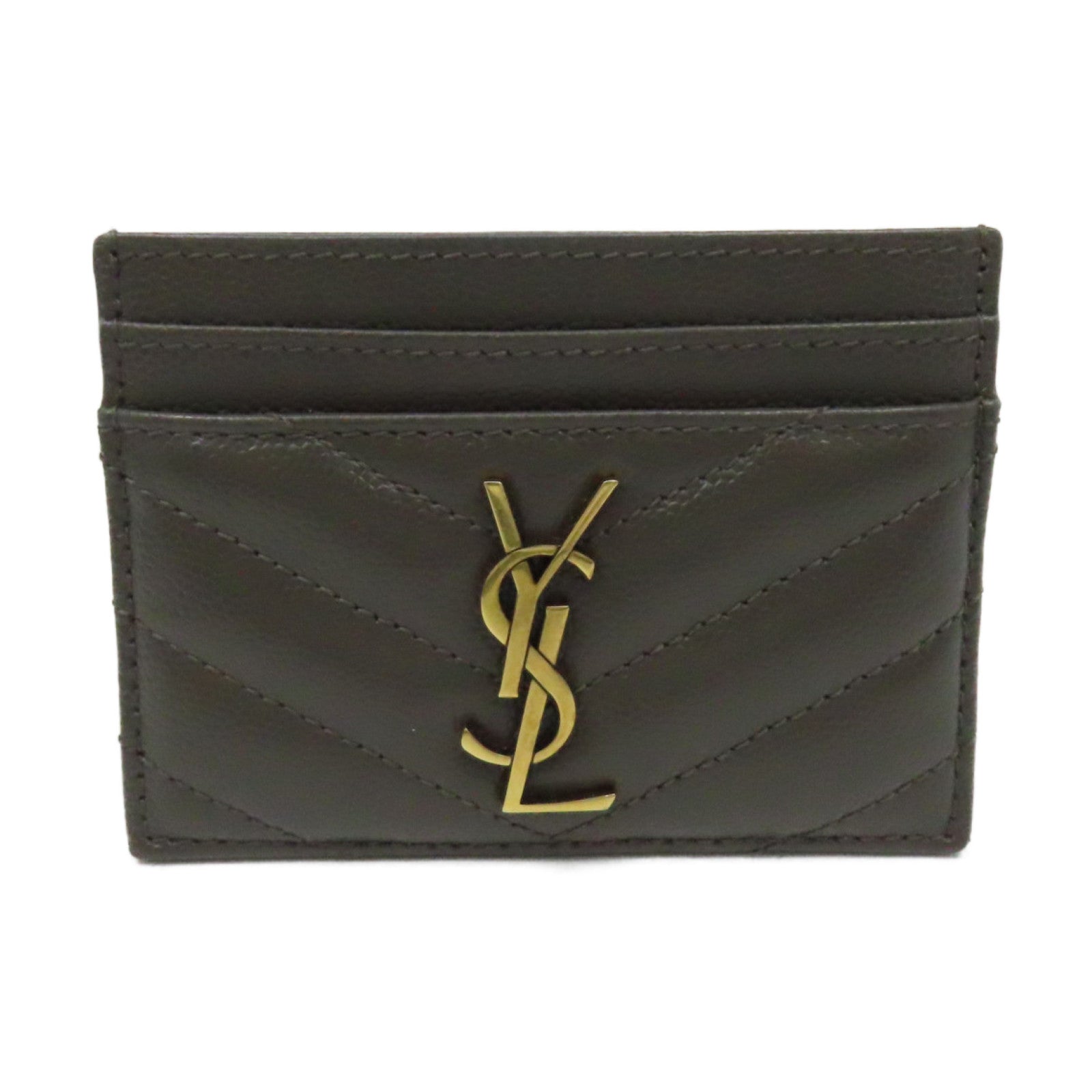 SAINT LAURENT 牛皮皮革Card Case卡片套碳灰色