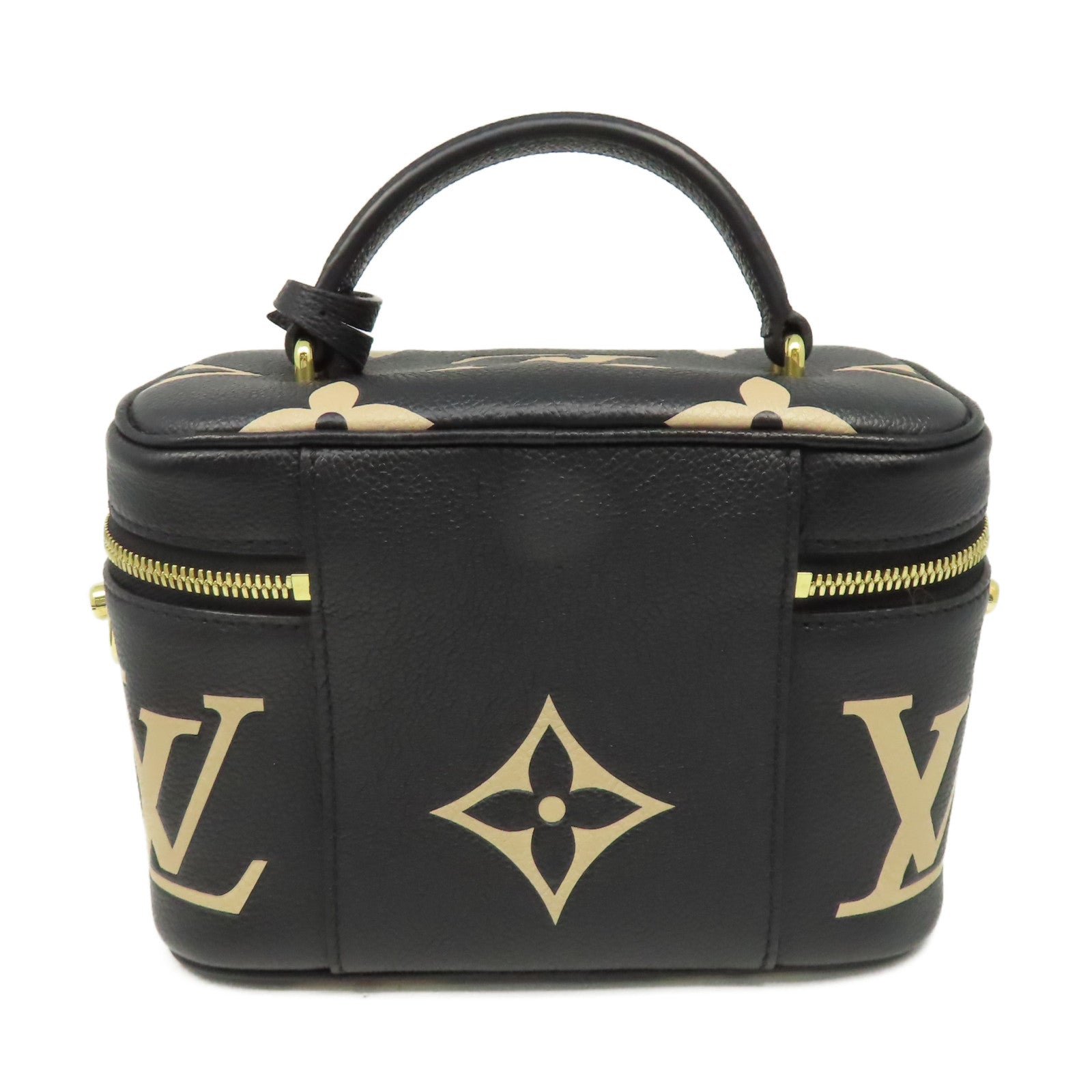 LOUIS VUITTON Monogram Empreinte Vanity PM金扣手挽肩背兩用袋黑色/米色