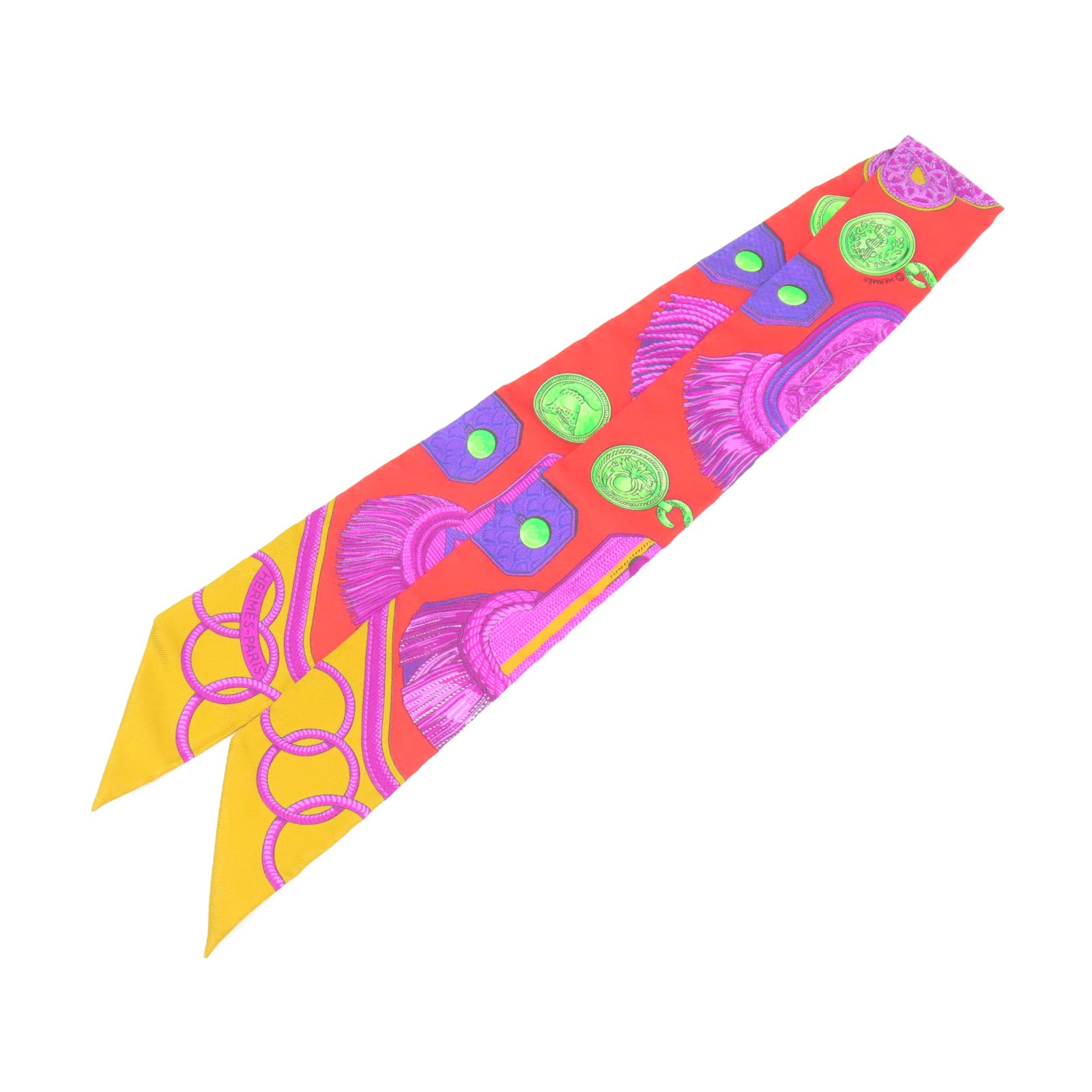 HERMES 【激減優惠】絲質Twilly絲巾紅色/桃紅色