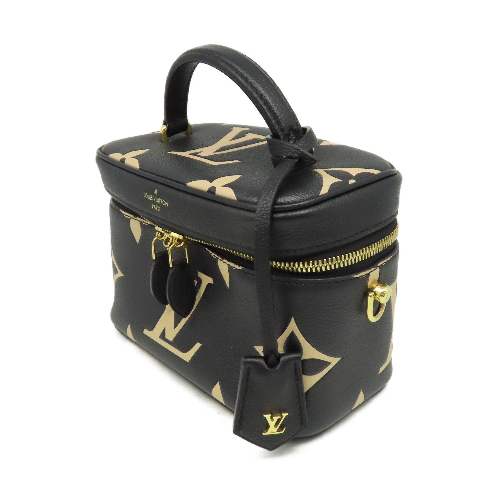 LOUIS VUITTON Monogram Empreinte Vanity PM金扣手挽肩背兩用袋黑色/米色