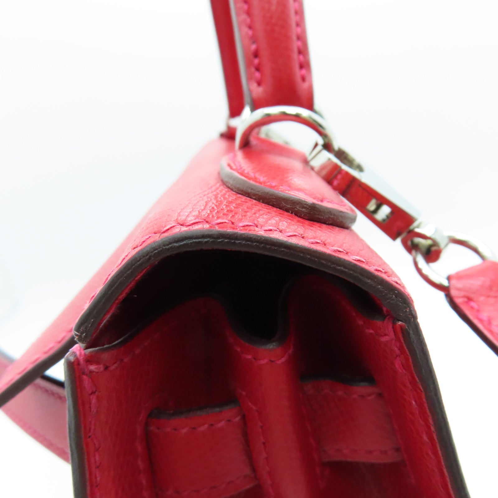 HERMES Epsom皮革Kelly 28银扣手挽袋Rouge Casaque/卡萨克红色