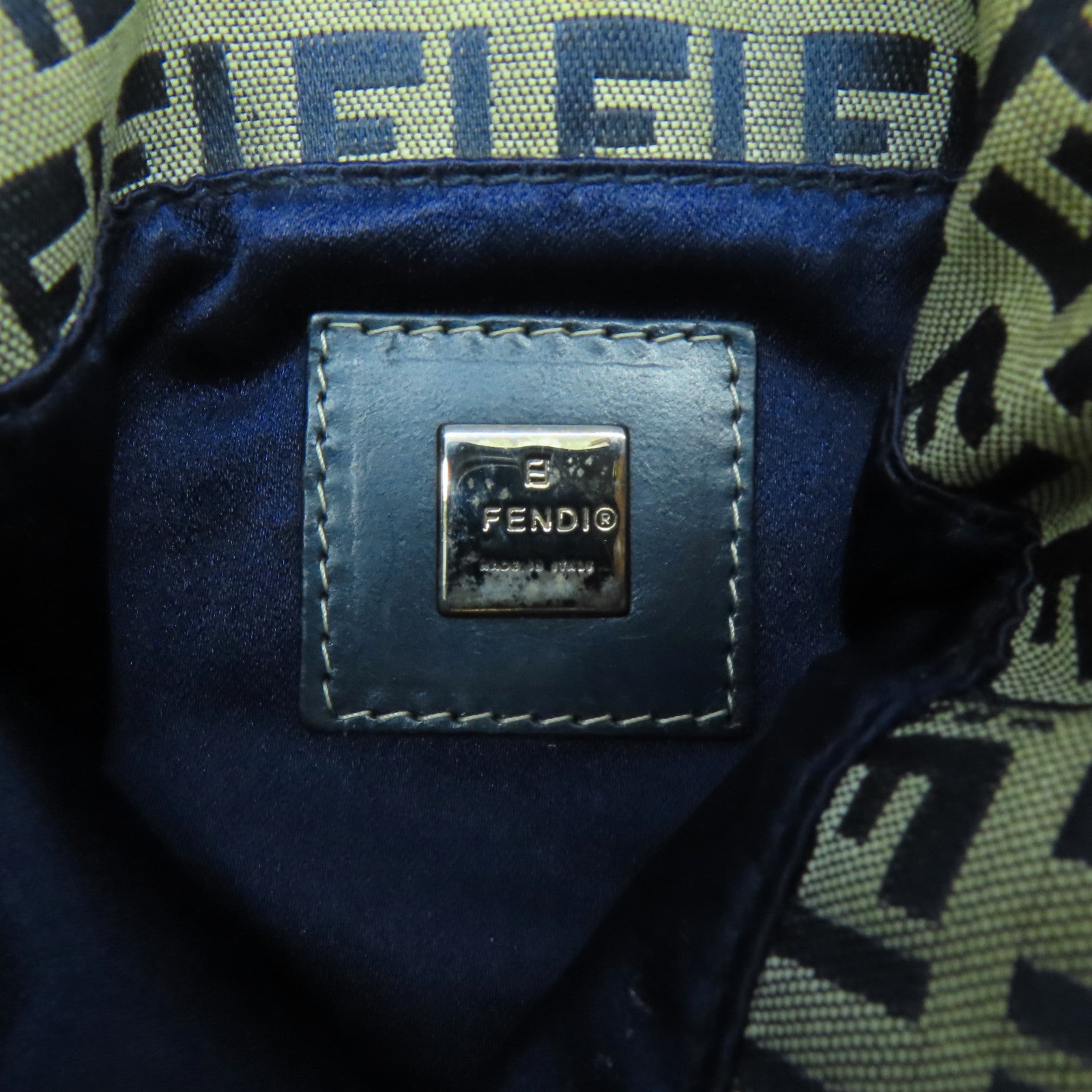 FENDI 帆布Vintage Hand Bag銀扣手挽袋藍色