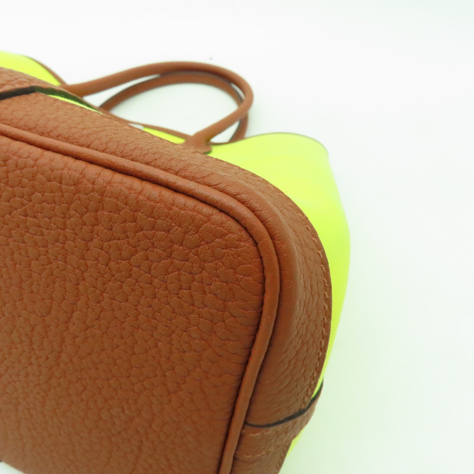 HERMES 帆布Garden Party TPM銀扣手挽袋Jaune Citron黃色