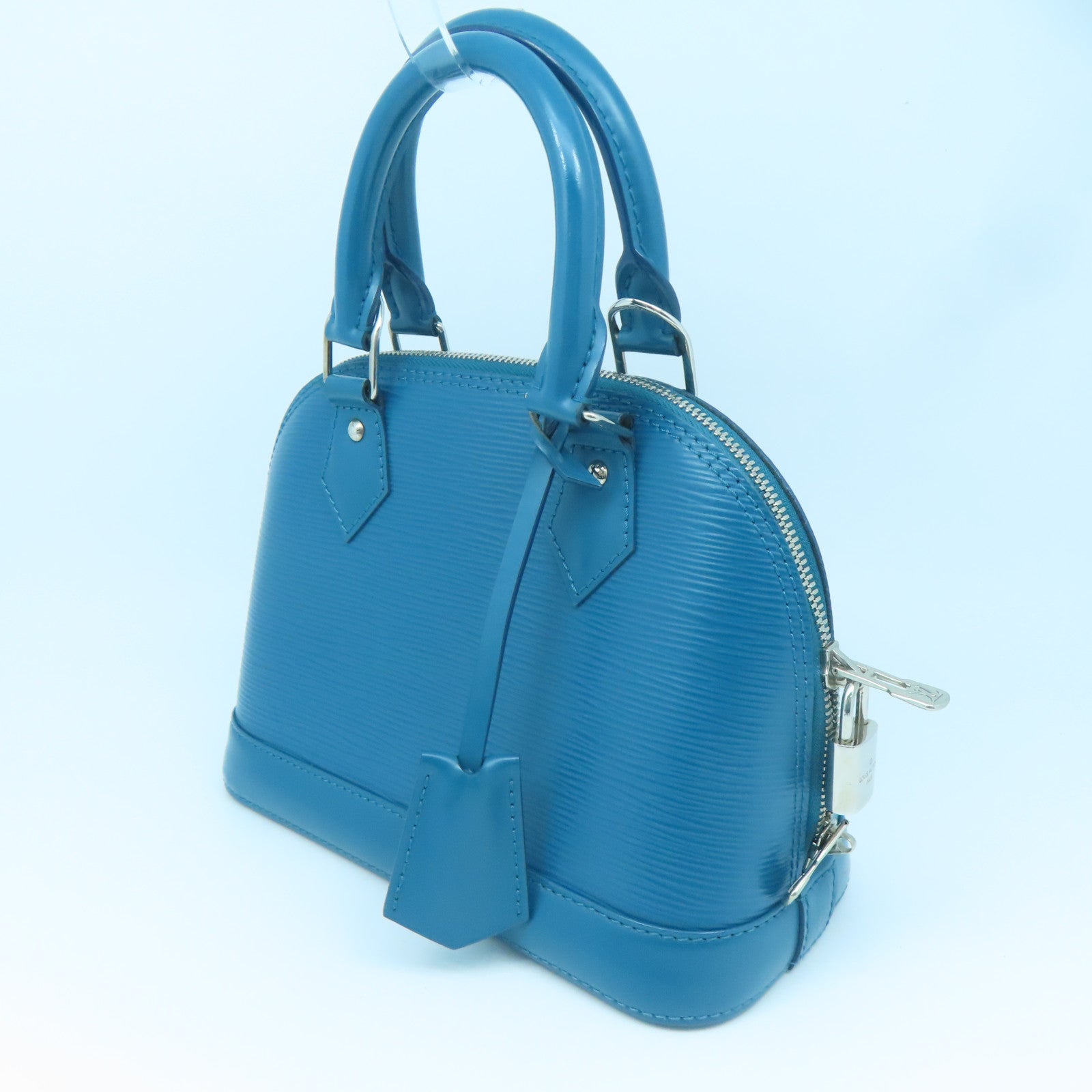 LOUIS VUITTON Epi Alma BB Silver Buckle Handle Shoulder Backpack Blue