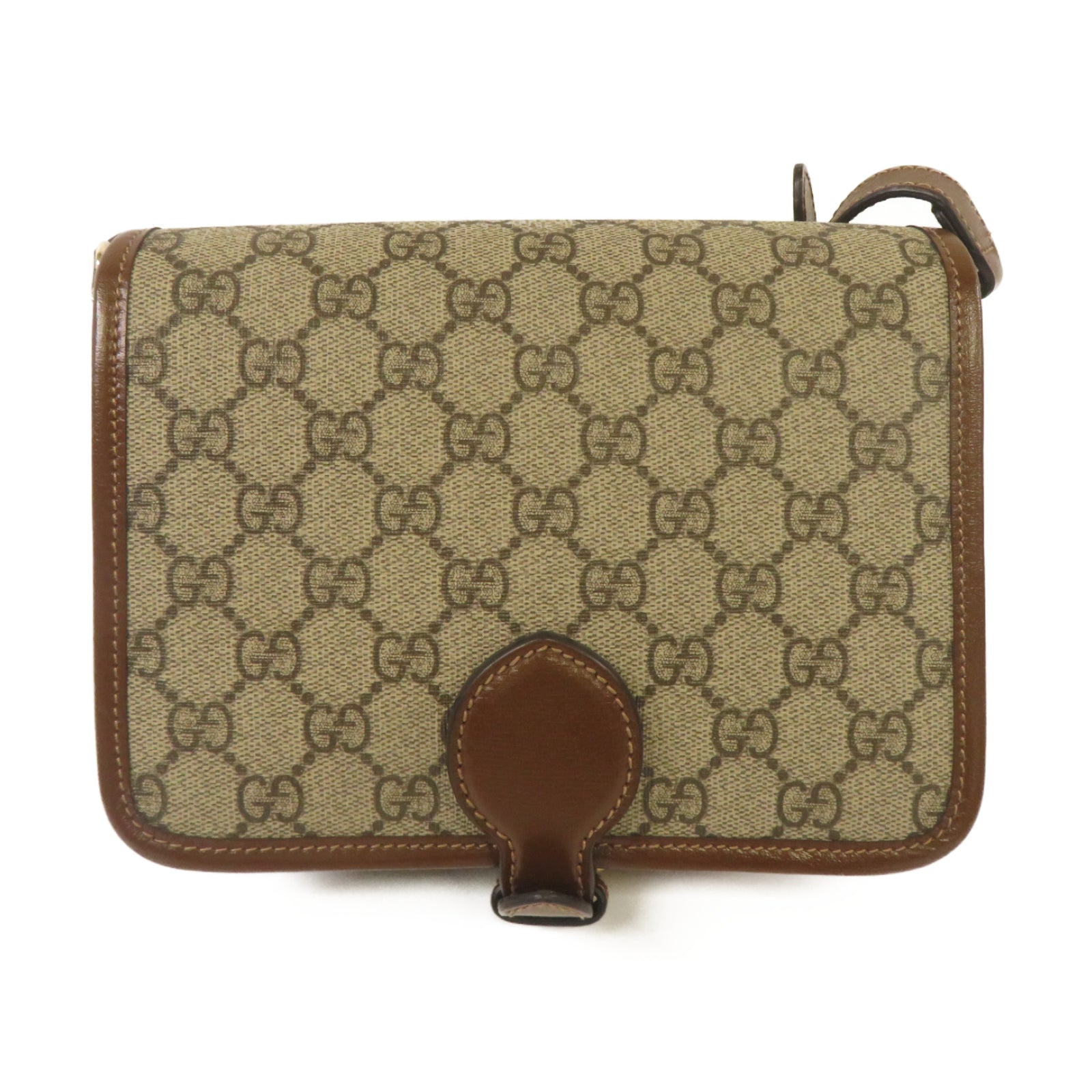 GUCCI 塗層帆布Shoulder Bag金扣肩背袋啡色