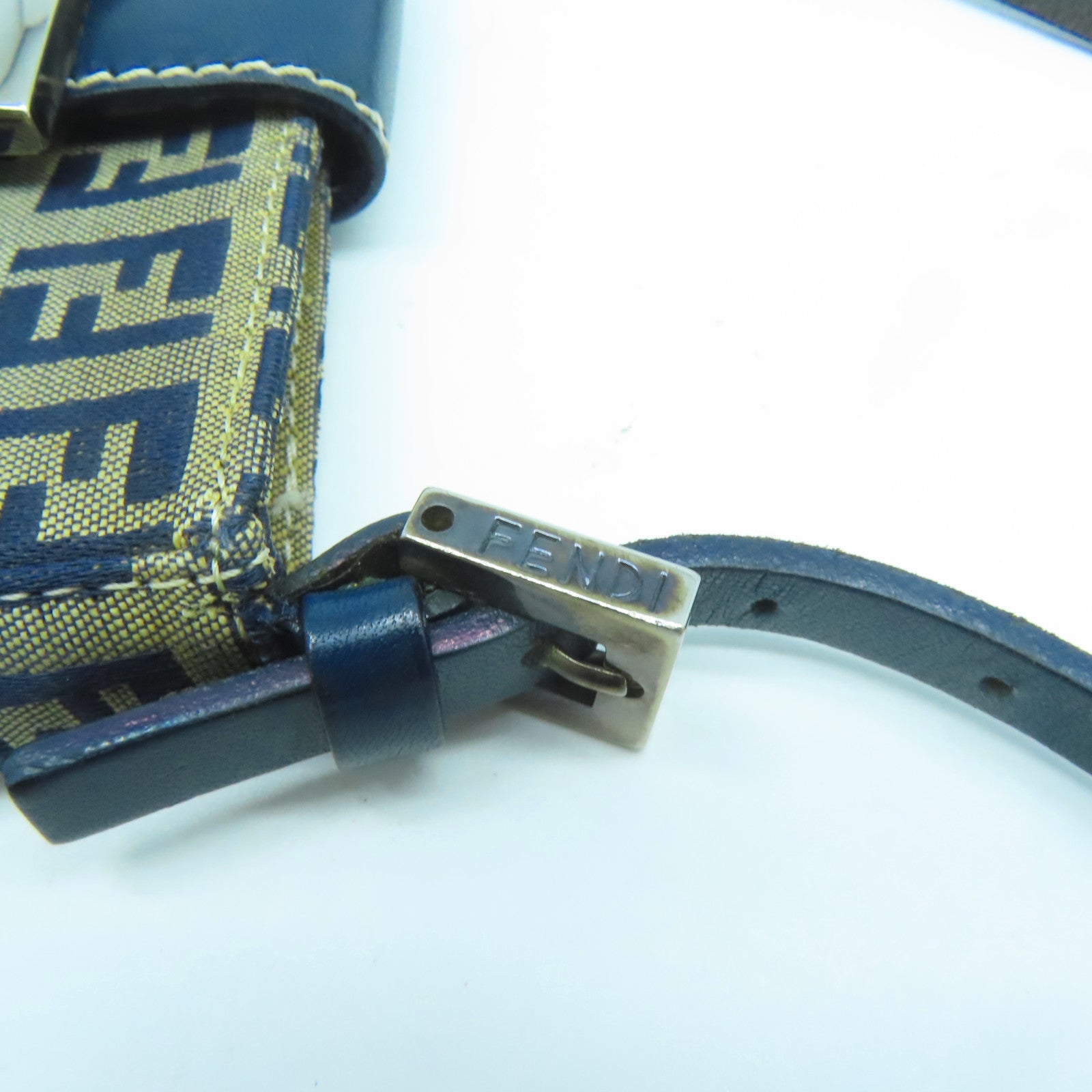 FENDI 帆布Vintage Hand Bag銀扣手挽袋藍色