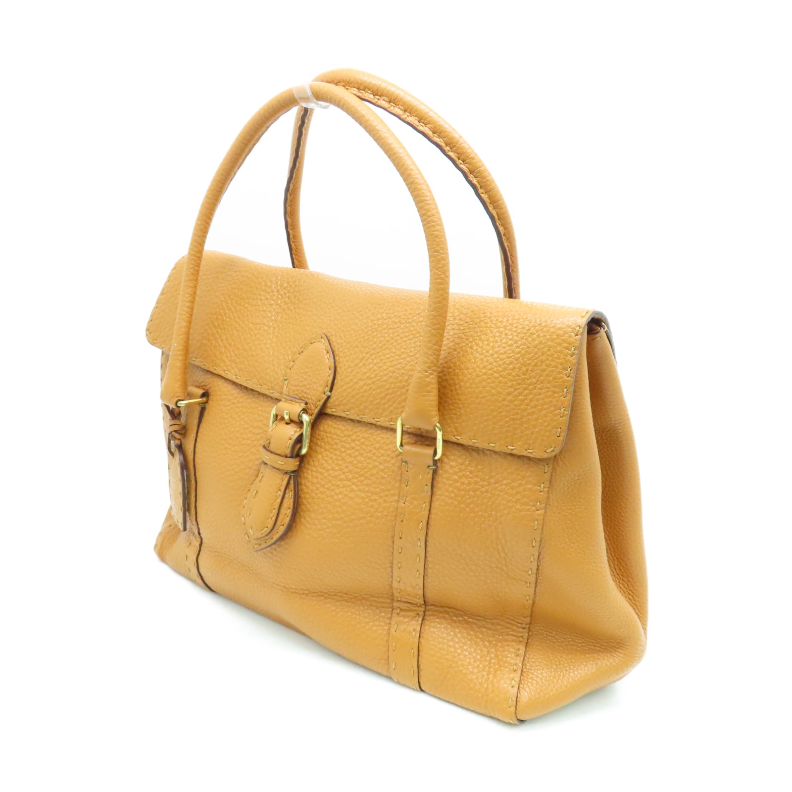FENDI 【激減優惠】牛皮皮革Selleria Linda金扣肩背袋橙色