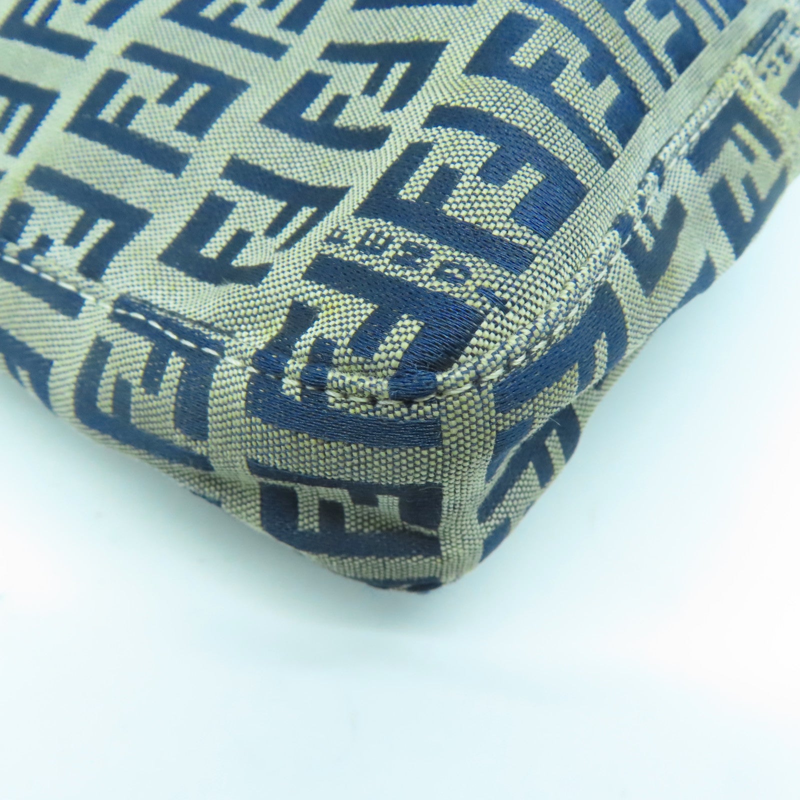 FENDI 帆布Vintage Hand Bag銀扣手挽袋藍色