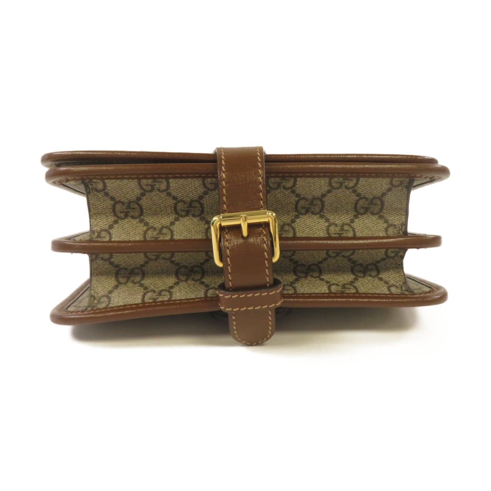 GUCCI 塗層帆布Shoulder Bag金扣肩背袋啡色