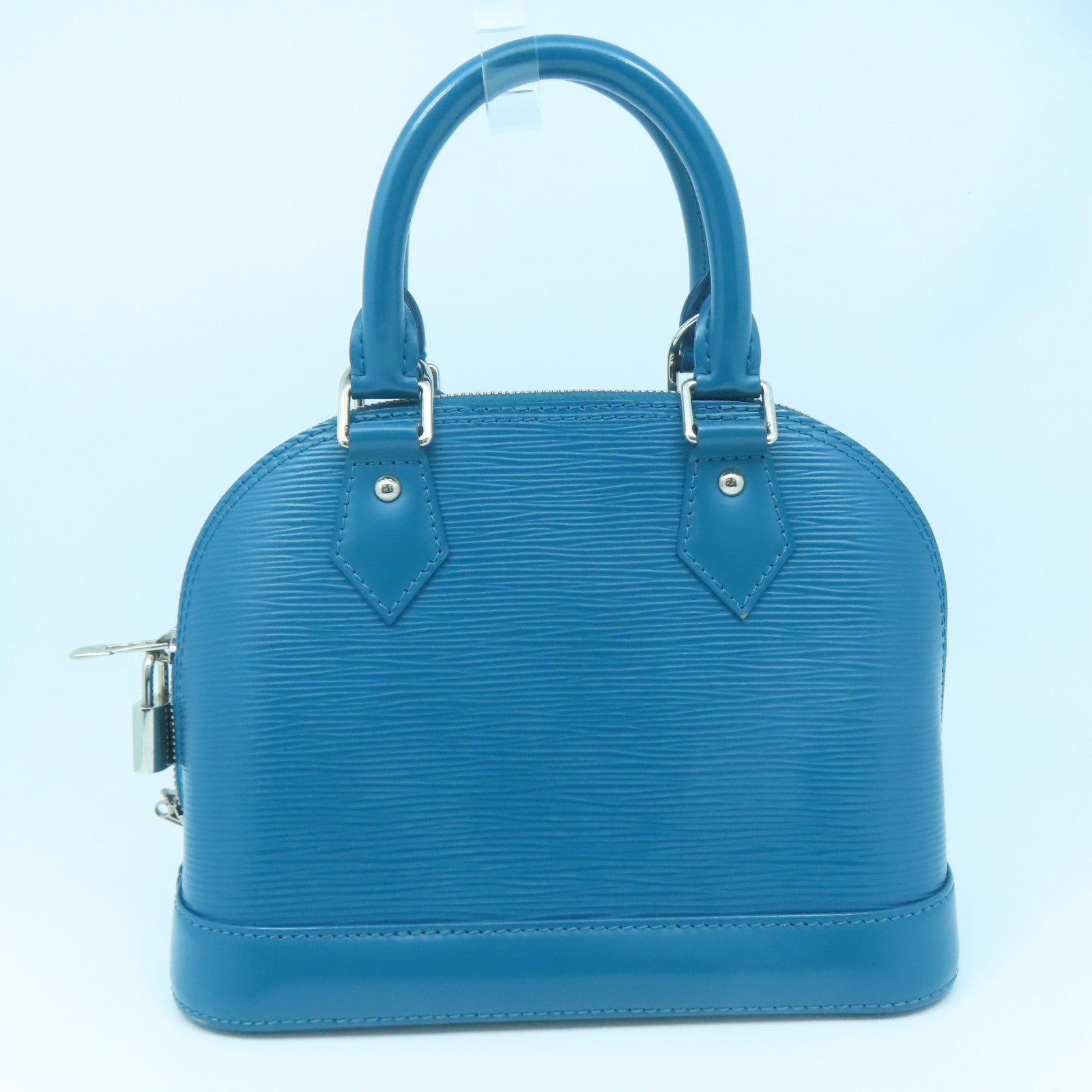 LOUIS VUITTON Epi Alma BB Silver Buckle Handle Shoulder Backpack Blue