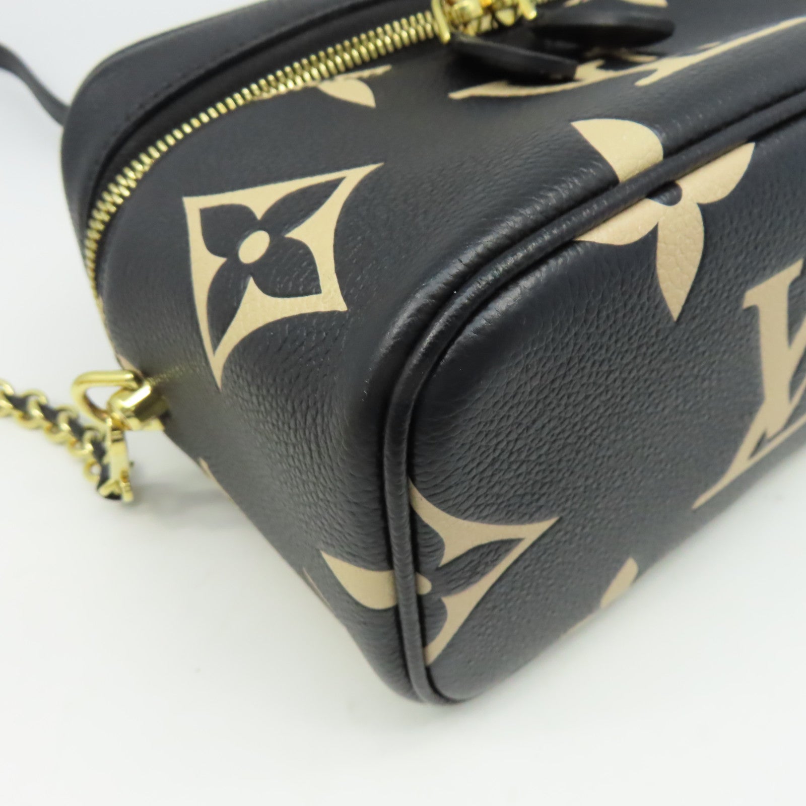 LOUIS VUITTON Monogram Empreinte Vanity PM金扣手挽肩背兩用袋黑色/米色