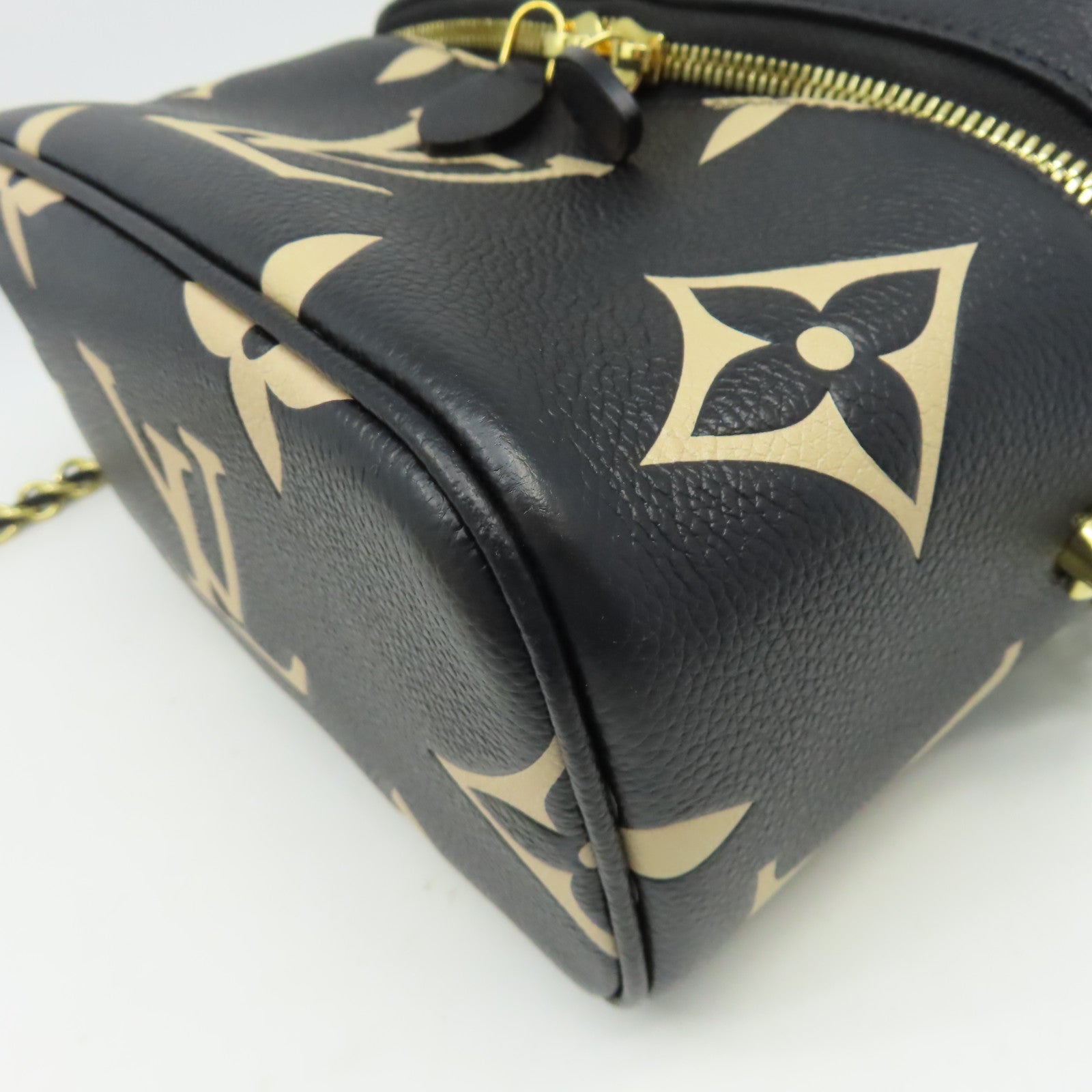 LOUIS VUITTON Monogram Empreinte Vanity PM金扣手挽肩背兩用袋黑色/米色