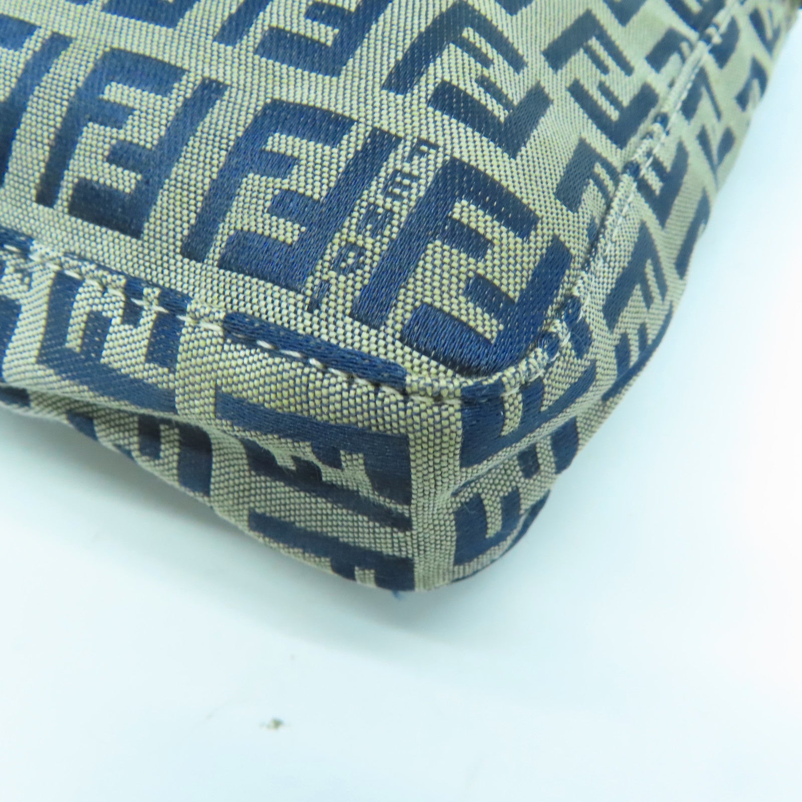 FENDI 帆布Vintage Hand Bag銀扣手挽袋藍色