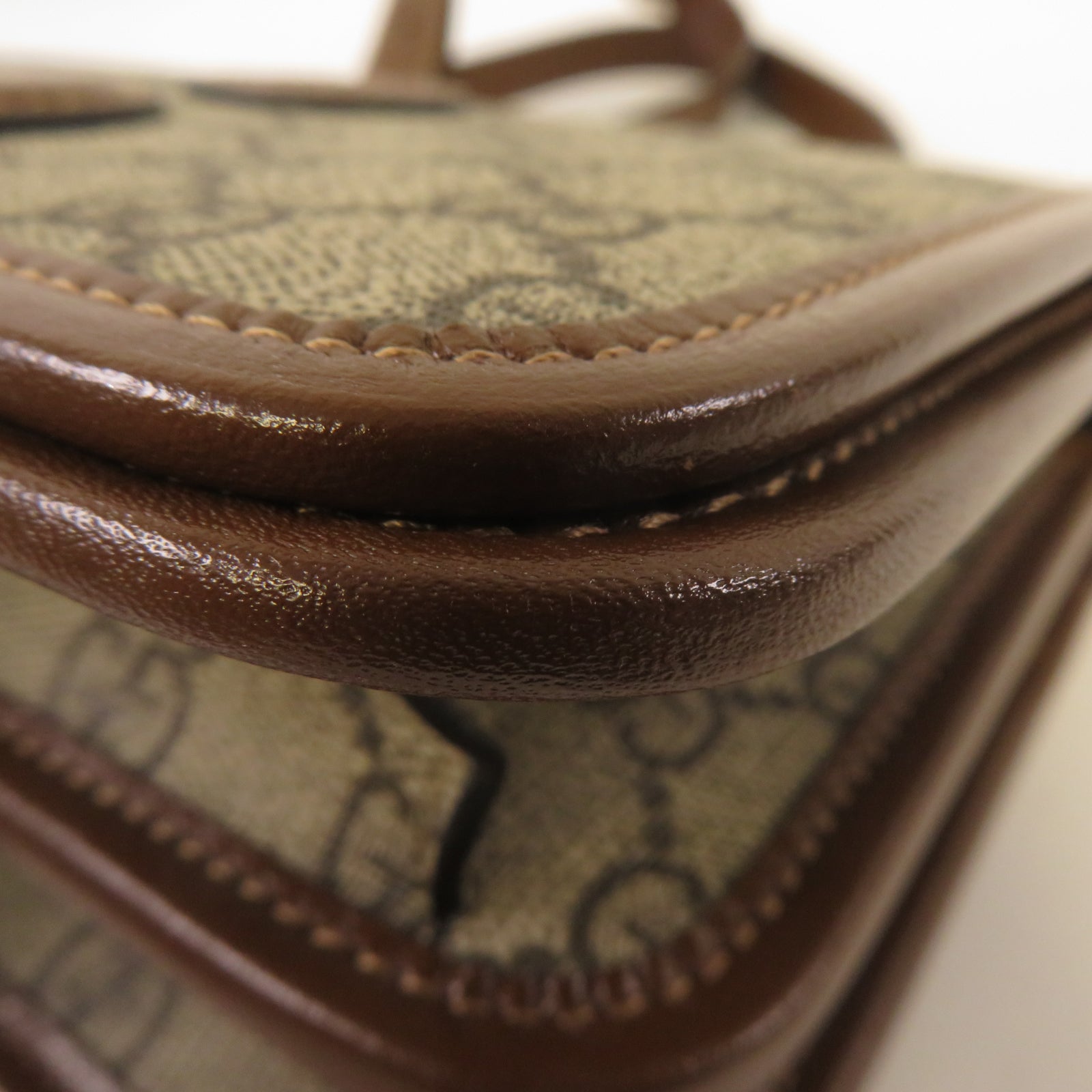GUCCI 塗層帆布Shoulder Bag金扣肩背袋啡色