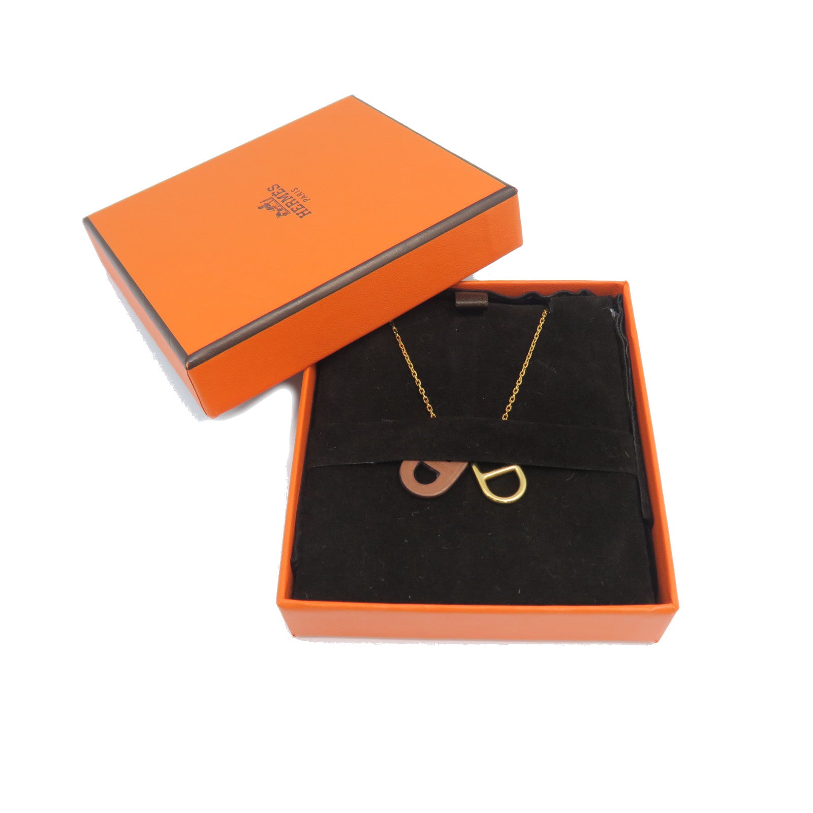 HERMES Veau Swift皮革/金属O'maillon Pendant坠饰金色/棕色