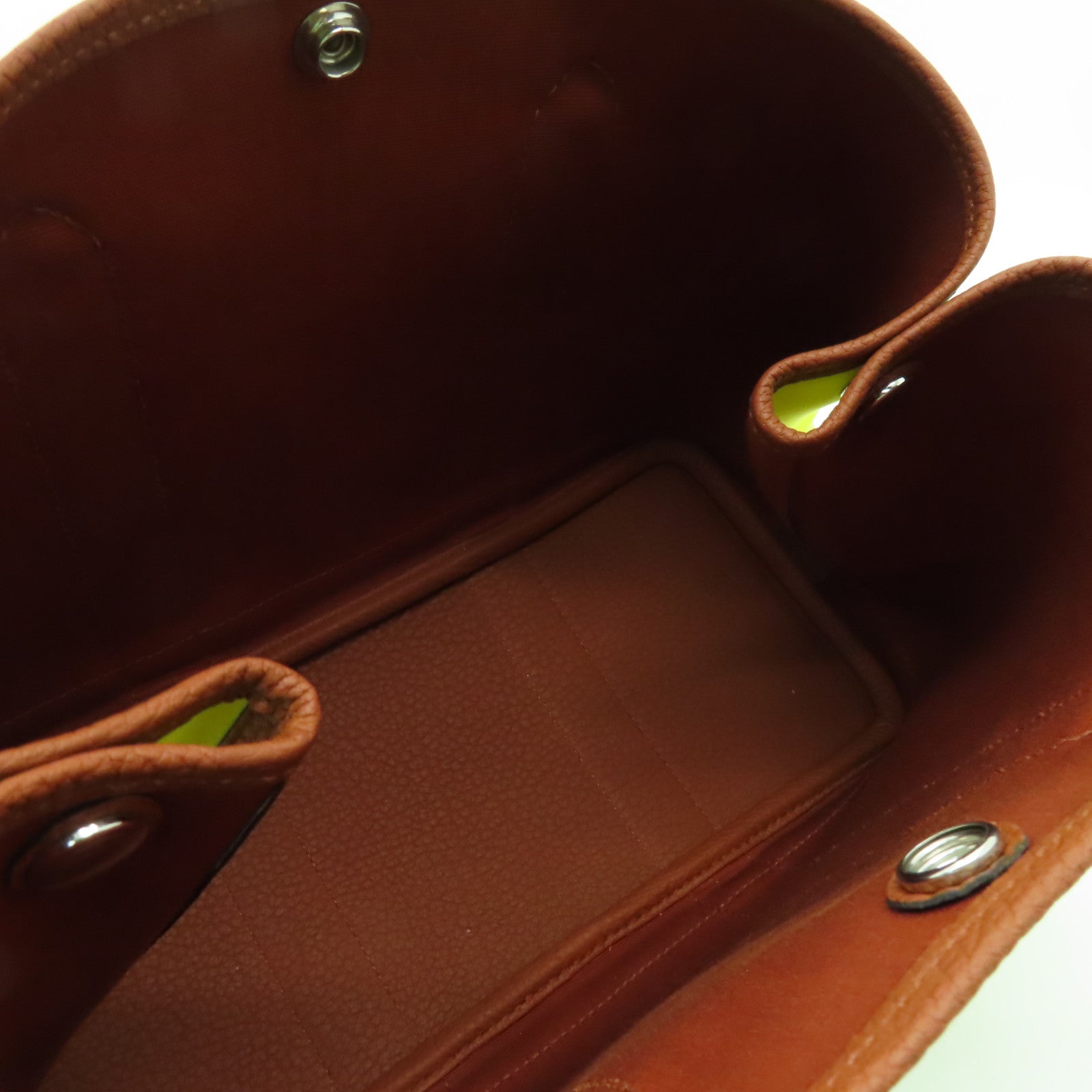 HERMES 帆布Garden Party TPM銀扣手挽袋Jaune Citron黃色