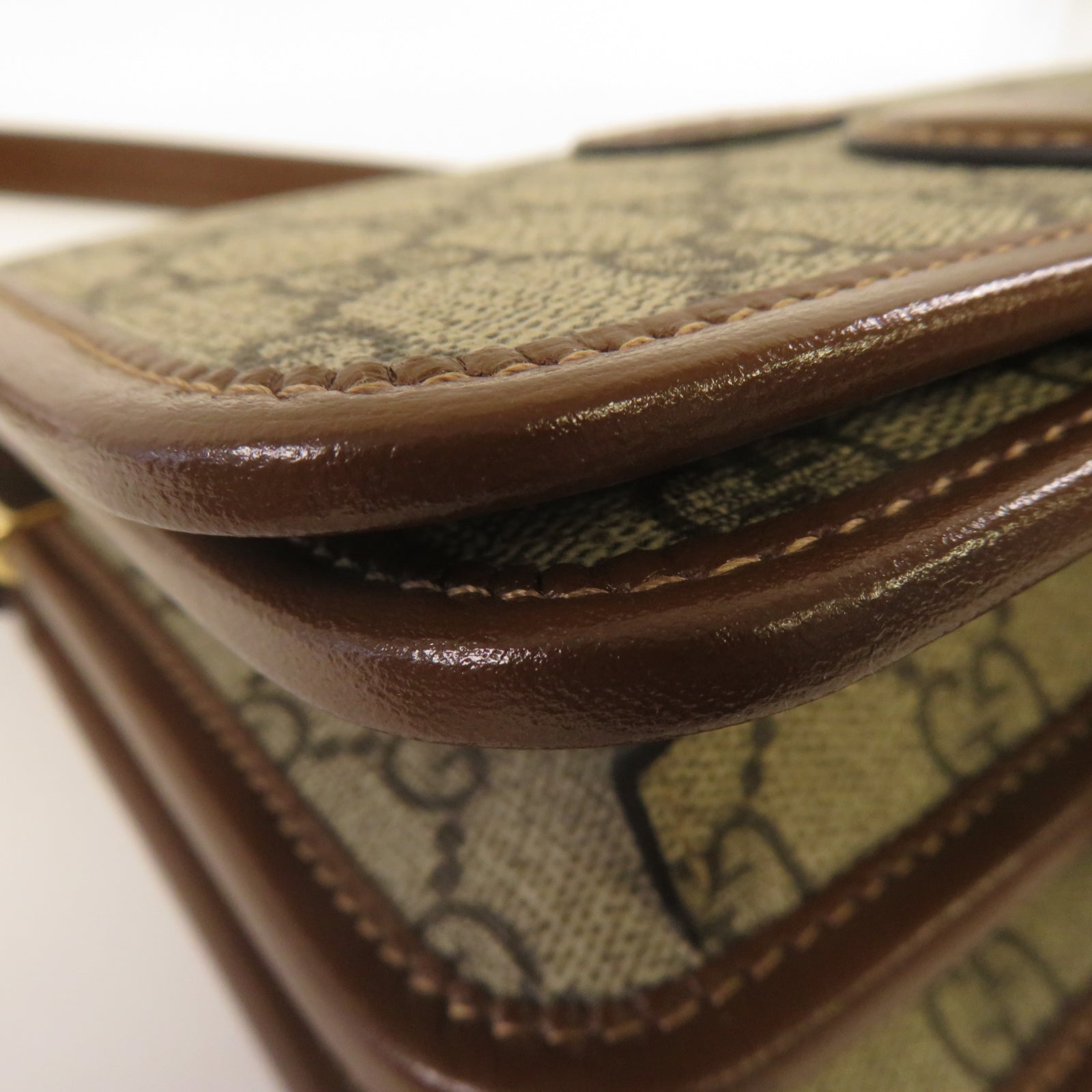 GUCCI 塗層帆布Shoulder Bag金扣肩背袋啡色