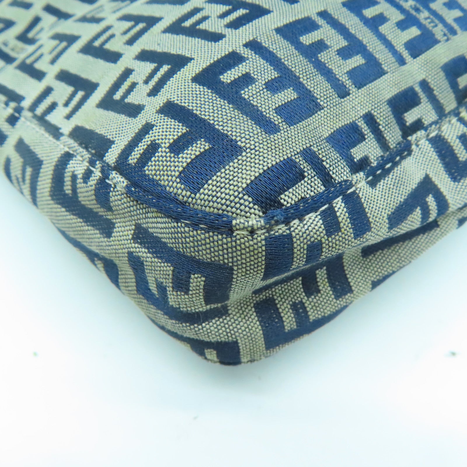 FENDI 帆布Vintage Hand Bag銀扣手挽袋藍色