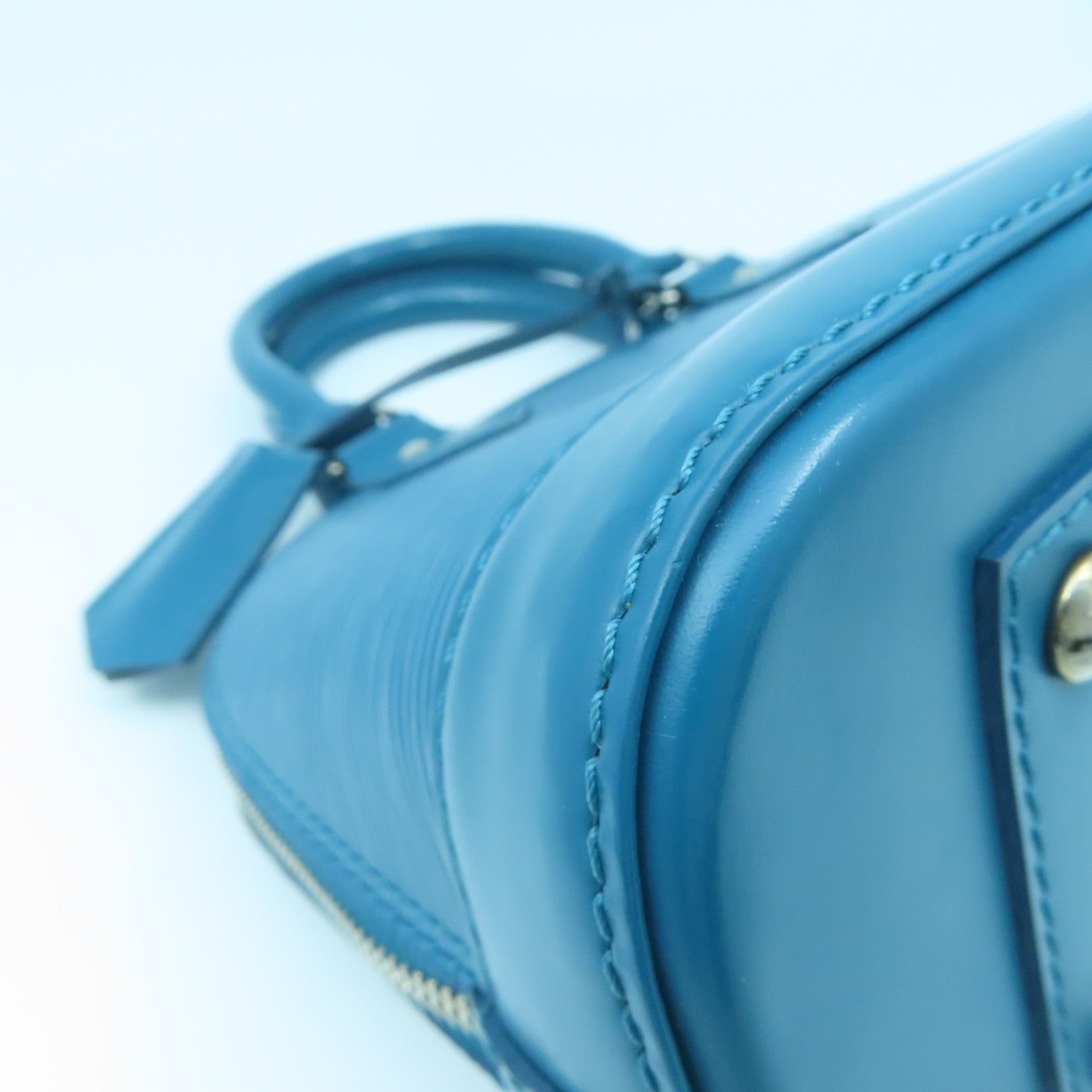 LOUIS VUITTON Epi Alma BB Silver Buckle Handle Shoulder Backpack Blue