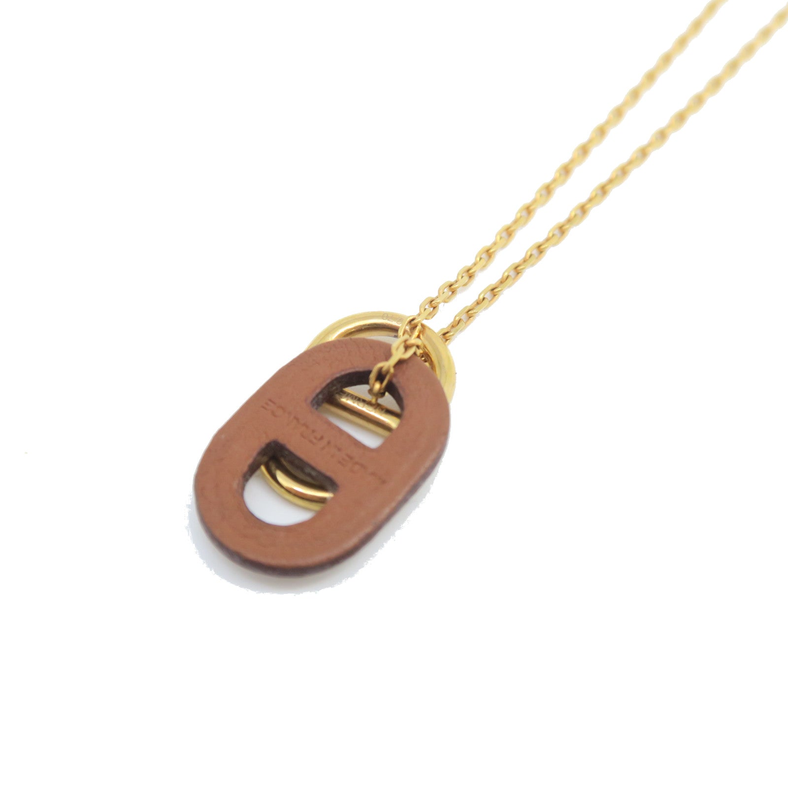 HERMES Veau Swift皮革/金属O'maillon Pendant坠饰金色/棕色