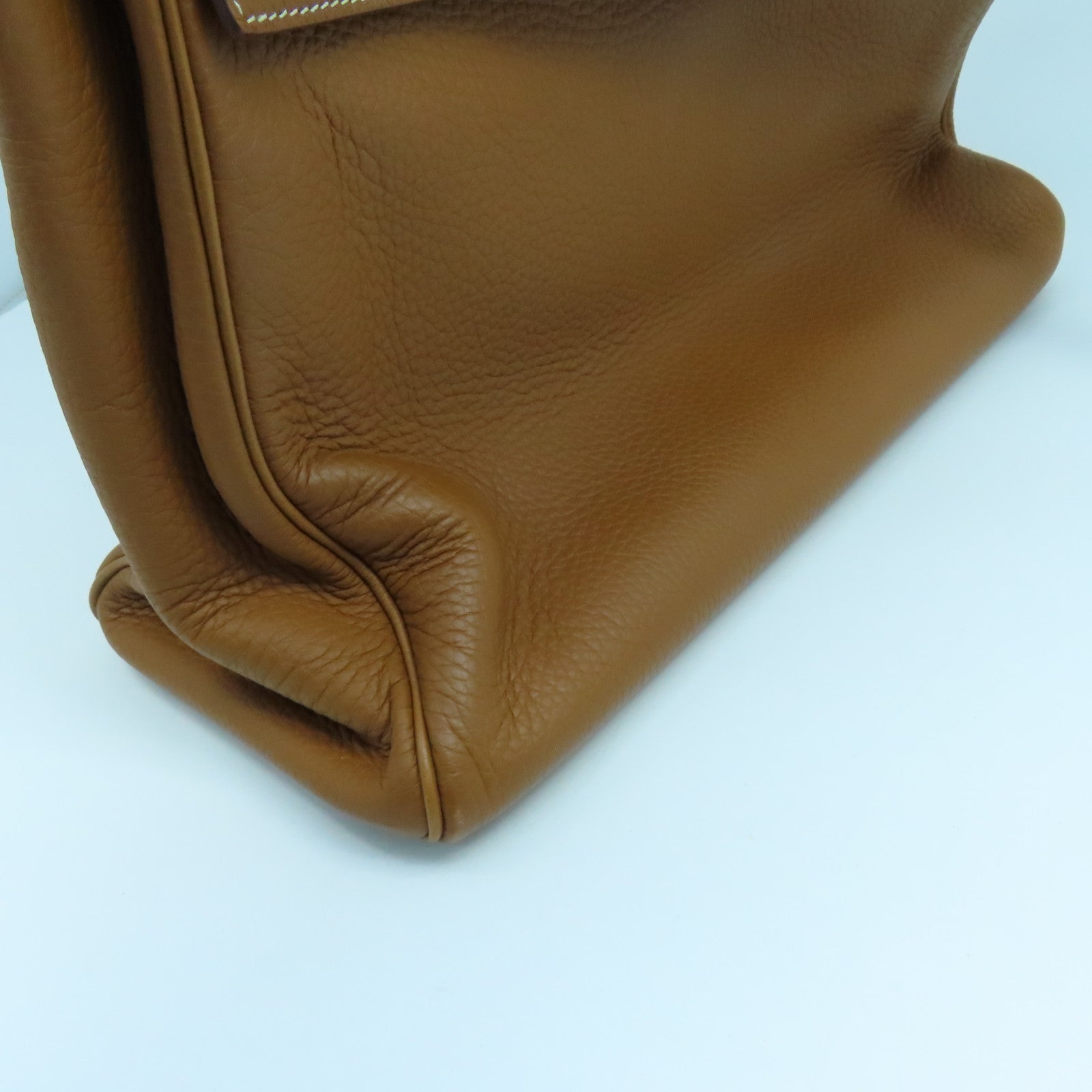 HERMES Clemence皮革Kelly 35銀扣手挽肩背兩用袋經典駝色