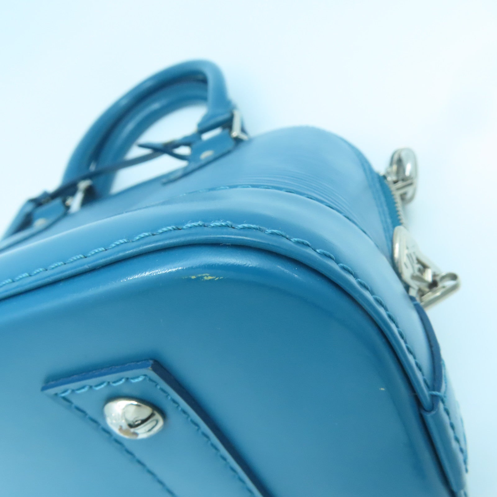 LOUIS VUITTON Epi Alma BB Silver Buckle Handle Shoulder Backpack Blue